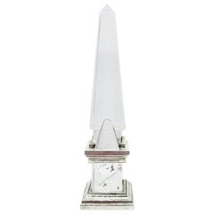 Rock Crystal and Sterling Silver Place-Holder Obelisk