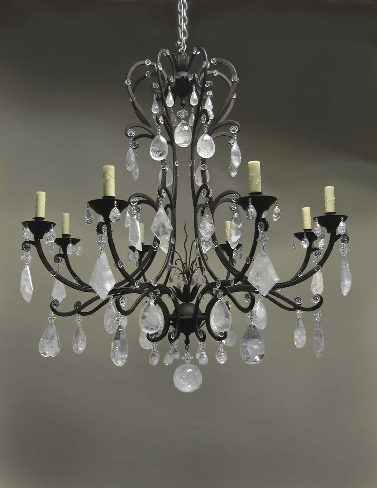 Rock Crystal And Wrought Iron Genoese Chandelier For At 1stdibs Wrought Iron Genoese Chandelier, Large Wrought Iron Crystal Chandelier