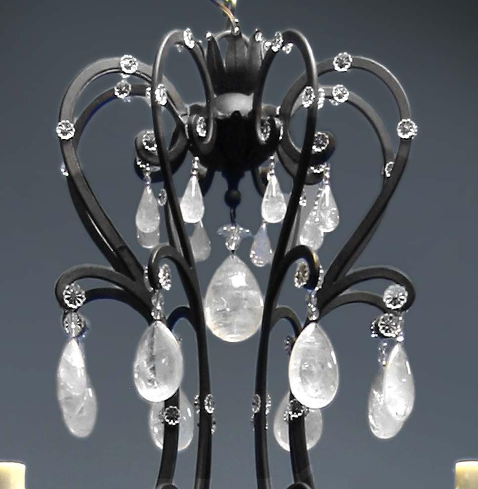 crystal and iron chandelier