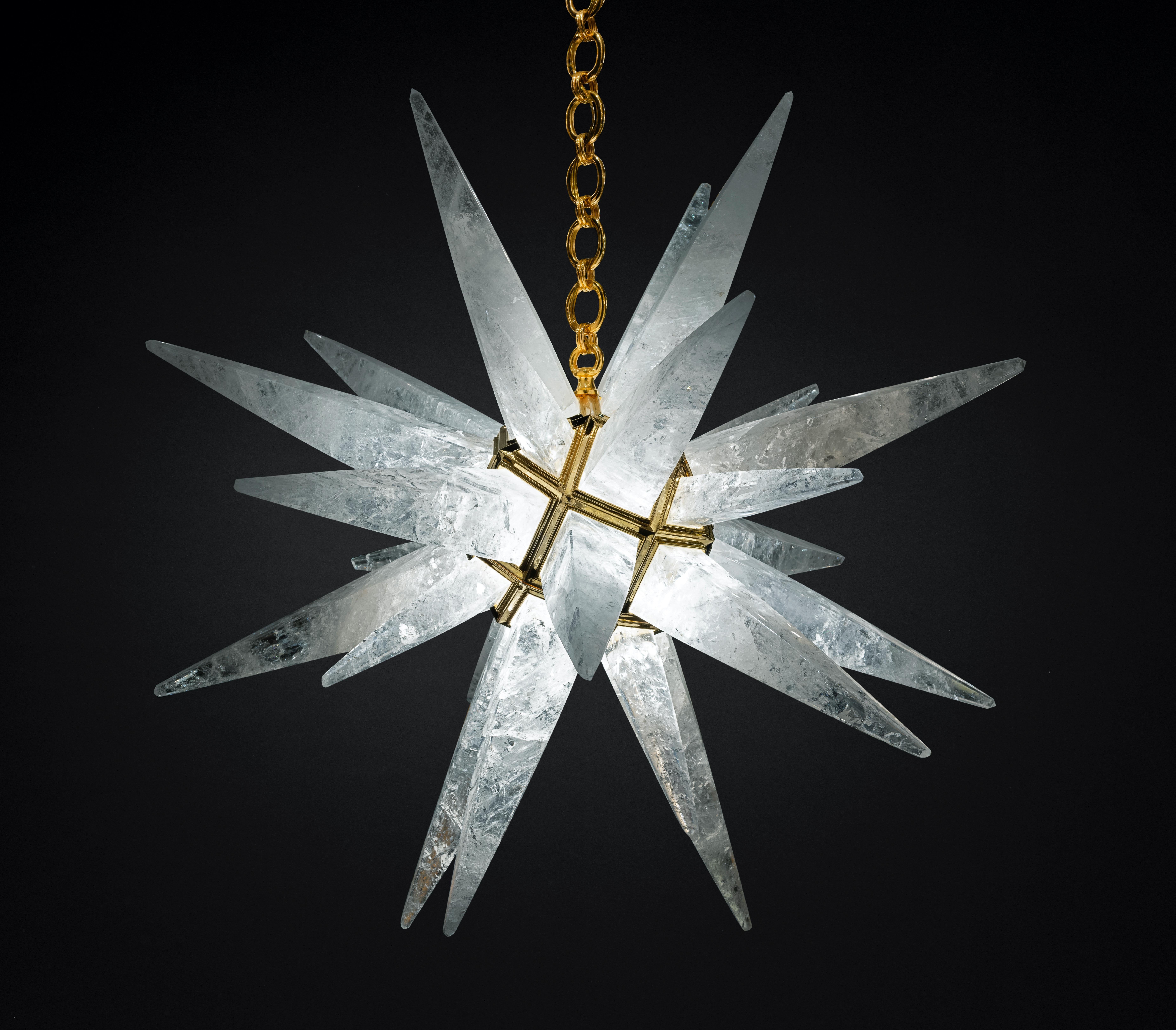 Rock Crystal Art Deco Lighting, Ultimate Star by Alexandre Vossion In New Condition For Sale In SAINT-OUEN, FR