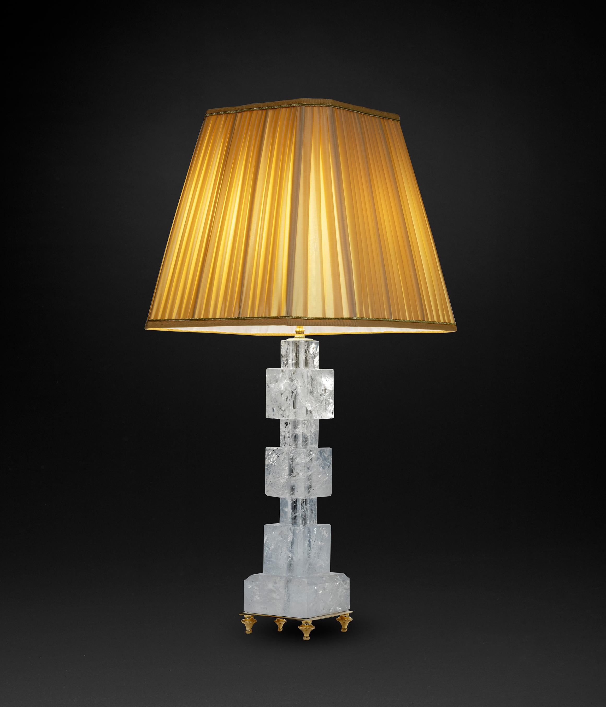Rock Crystal Art Deco Style Pair of Lamps by Alexandre Vossion In New Condition For Sale In SAINT-OUEN, FR