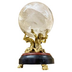 Rock Crystal Ball and Its Base in Gilt Bronze and Marble, Late 19th Century, Obj