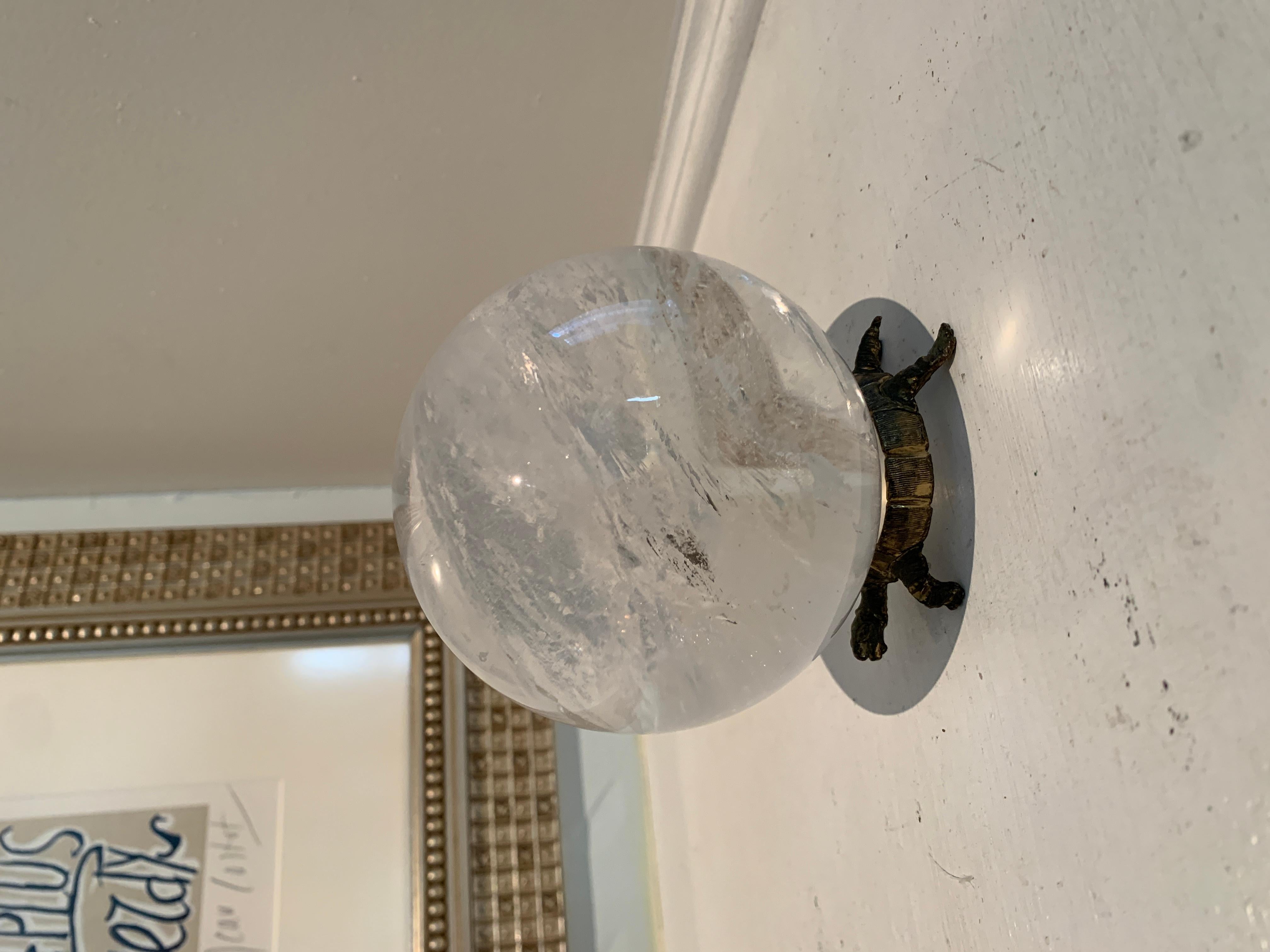 Rock Crystal Ball on Brass Turtle Base 3