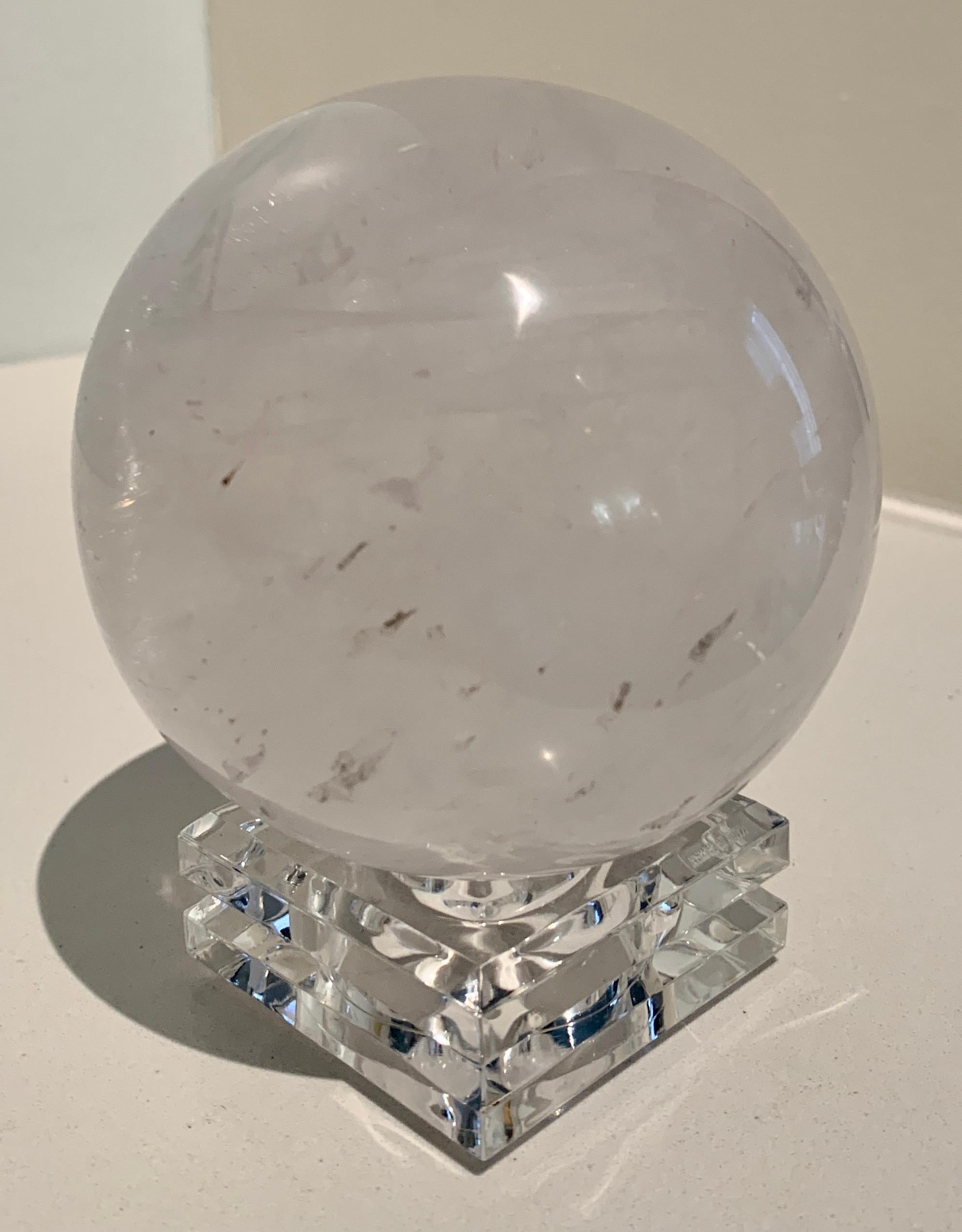 Organic Modern Rock Crystal Ball on Stand Paper Weight For Sale