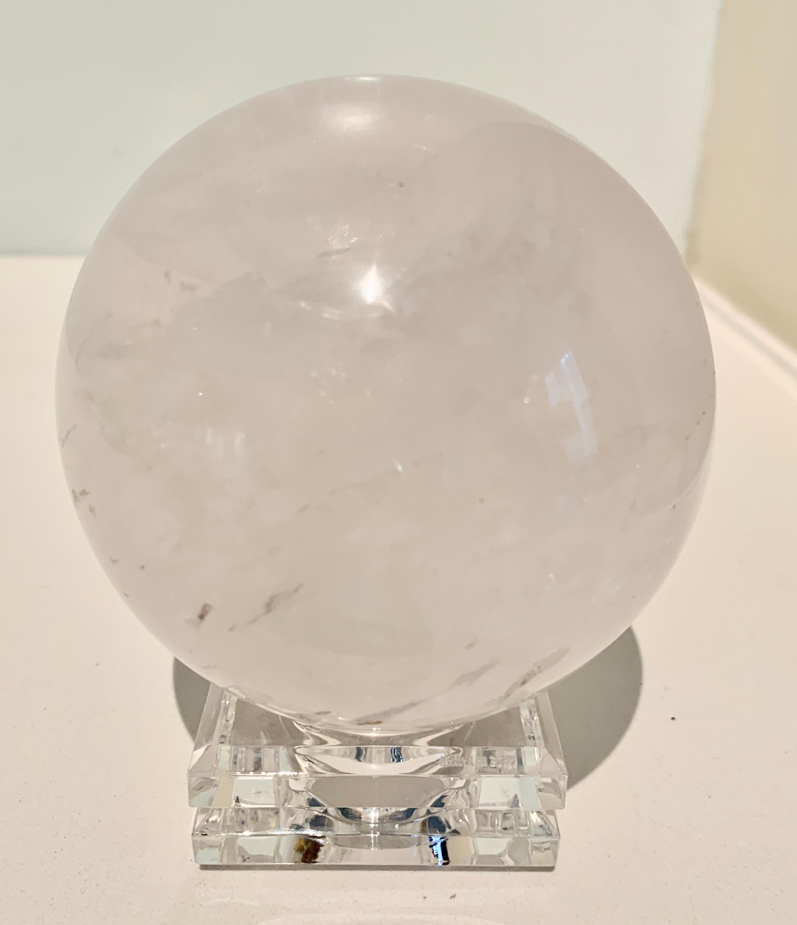 20th Century Rock Crystal Ball on Stand Paper Weight For Sale