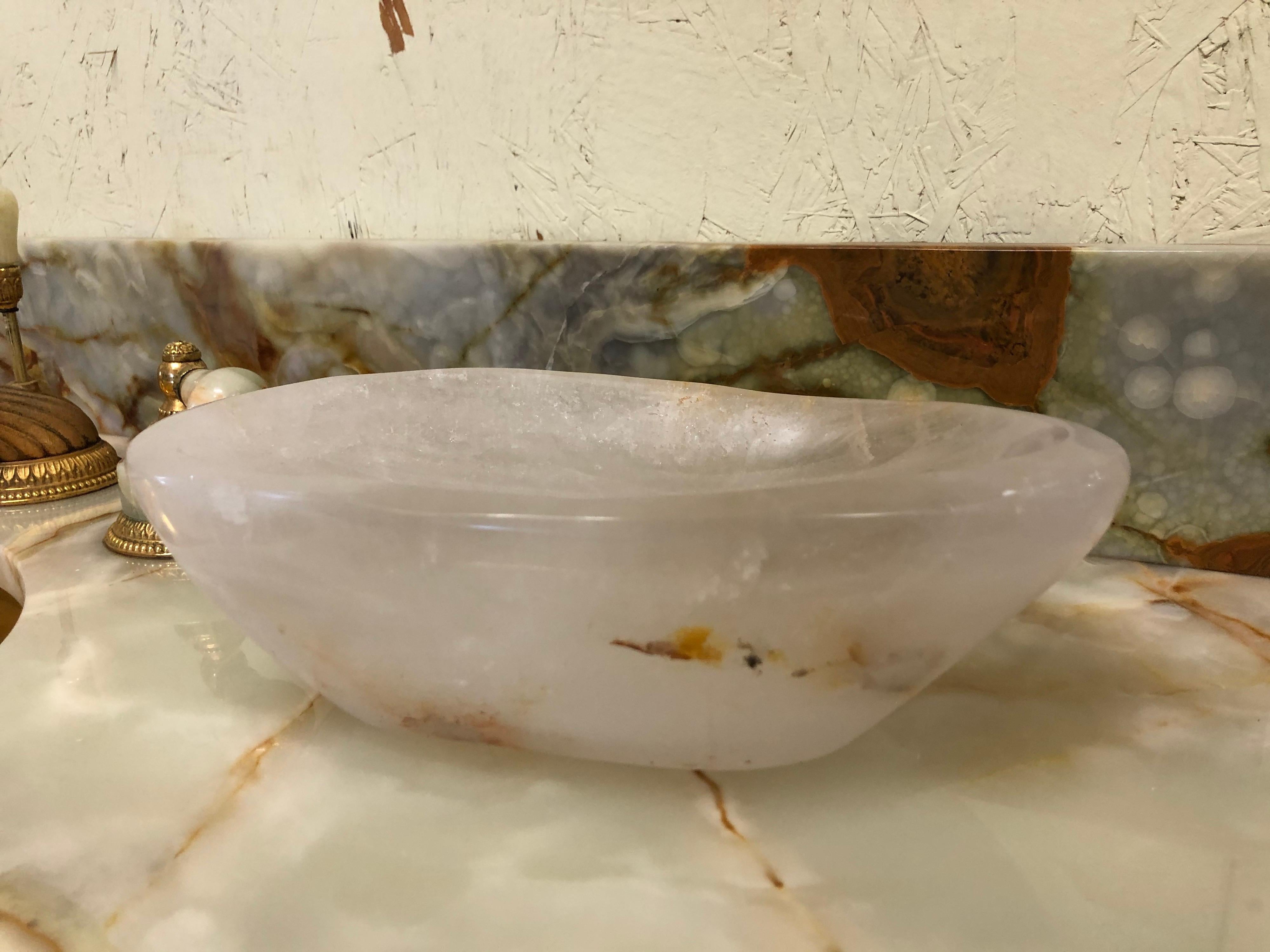 Contemporary Rock Crystal Bowl from Brazil For Sale