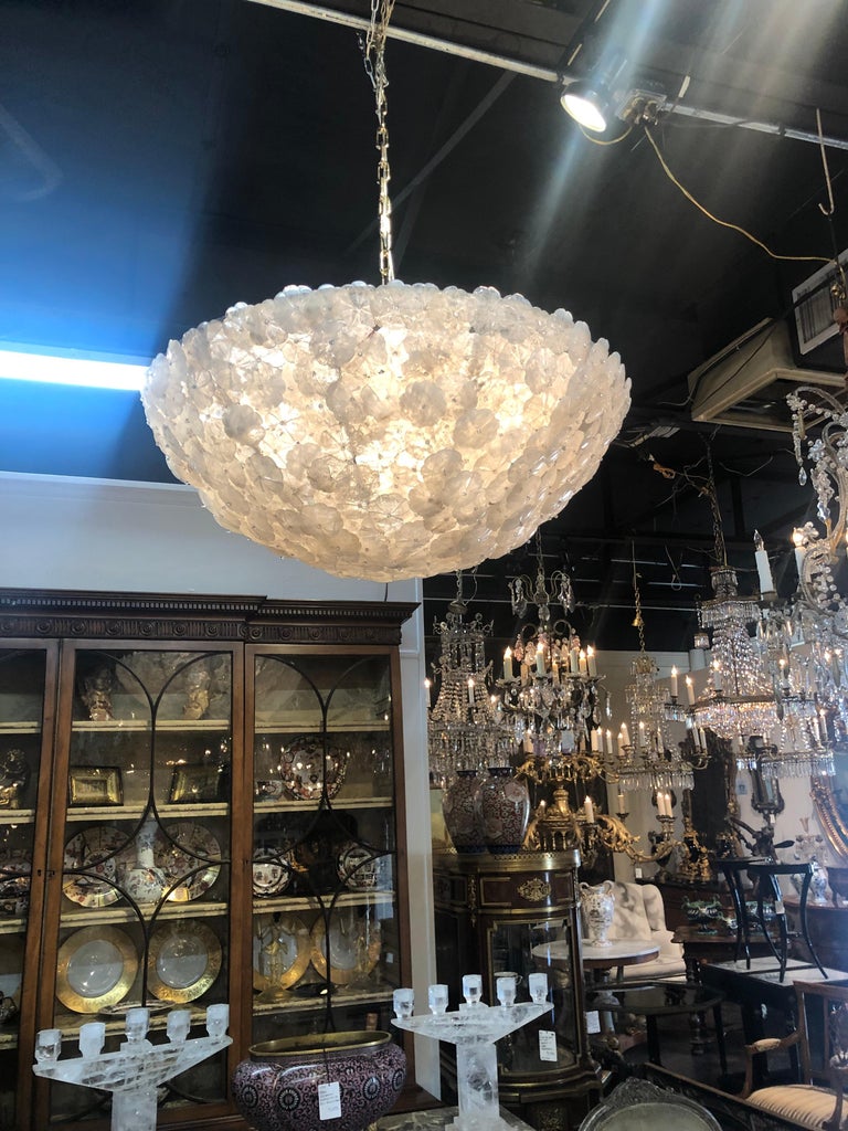Rock Crystal Bowl Form Chandelier For Sale at 1stDibs