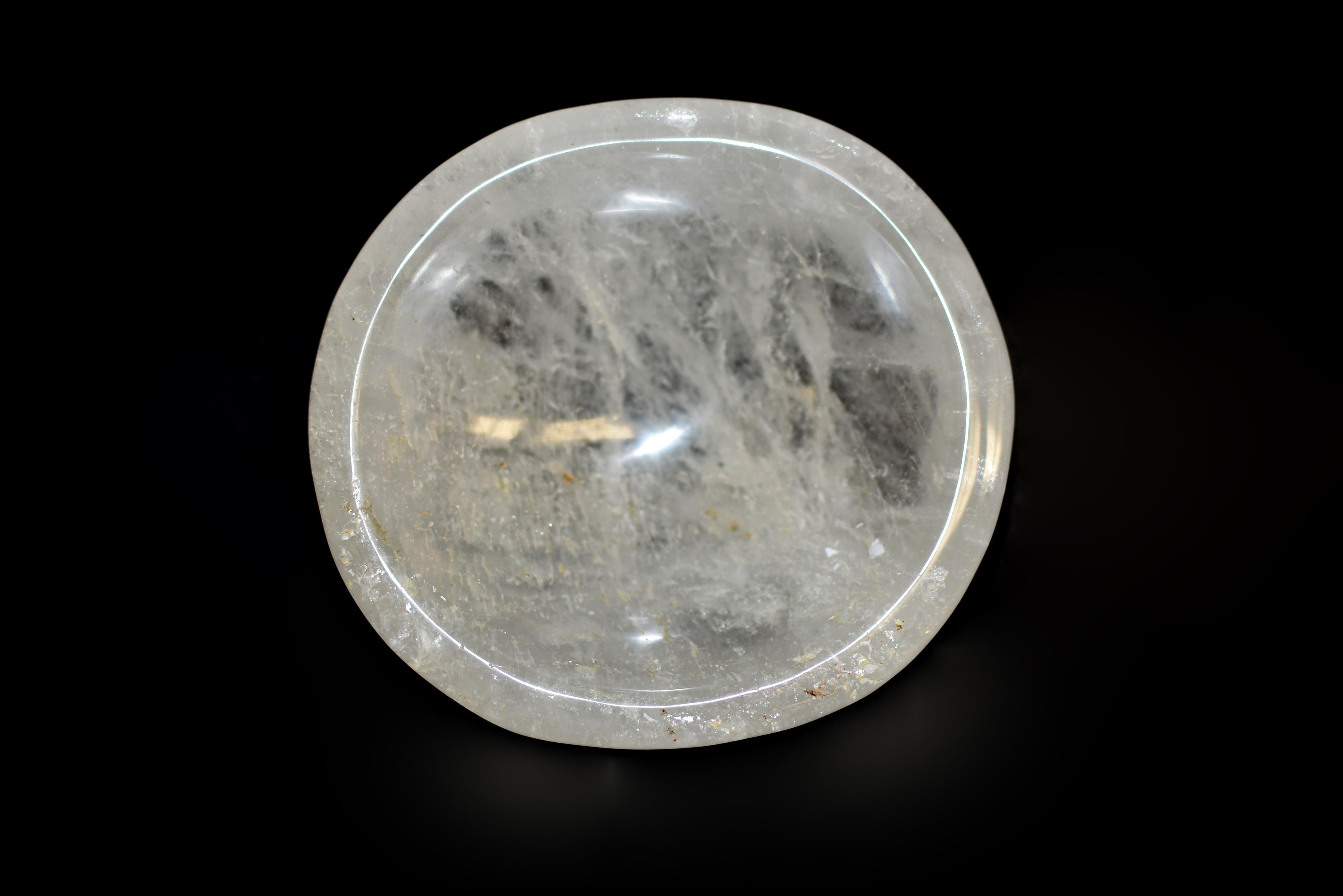 Cuenco de cristal de roca Plato redondo 5,45 Malgache en venta
