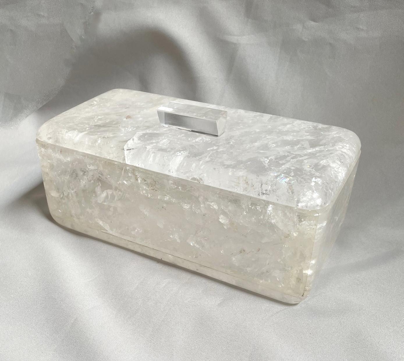 Contemporary Rock Crystal Box, large For Sale