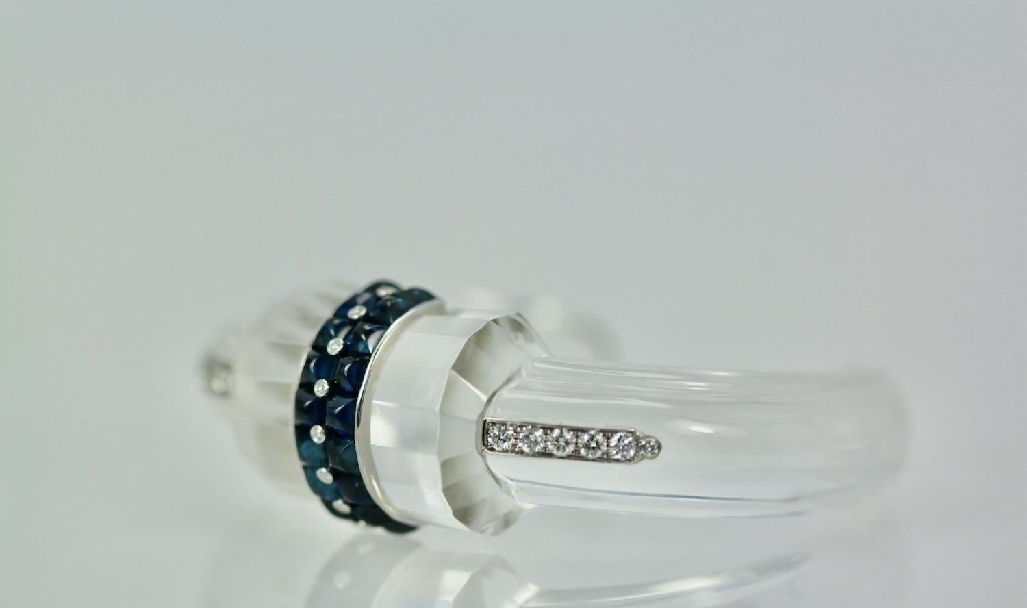 Rock Crystal Bracelet with Sapphires For Sale 1