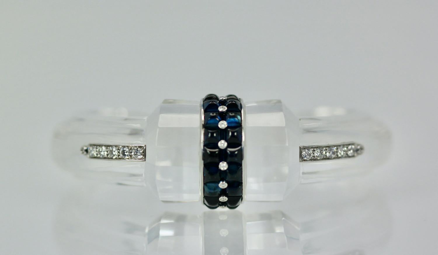 Rock Crystal Bracelet with Sapphires For Sale 2