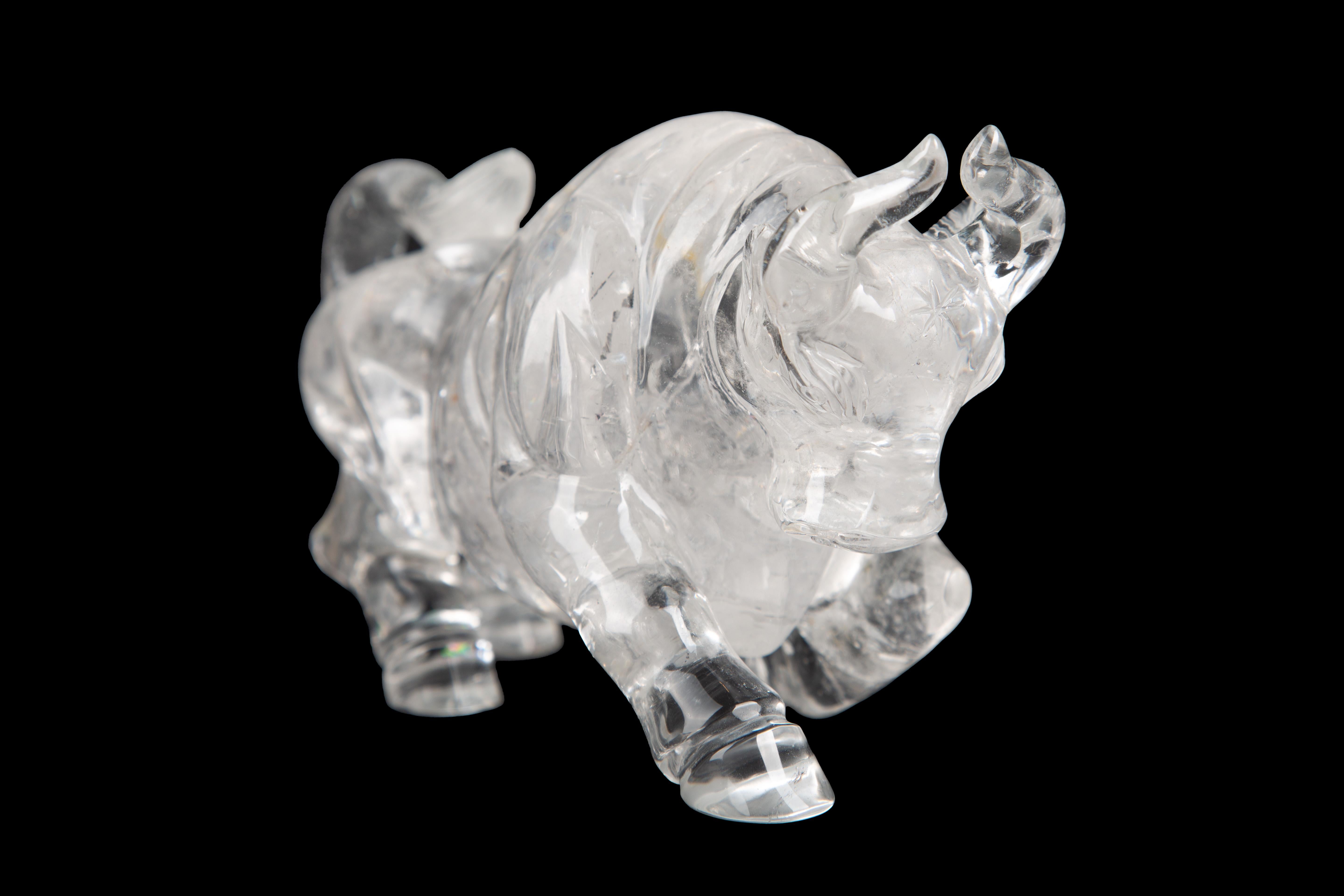 Carved Rock Crystal Bull For Sale