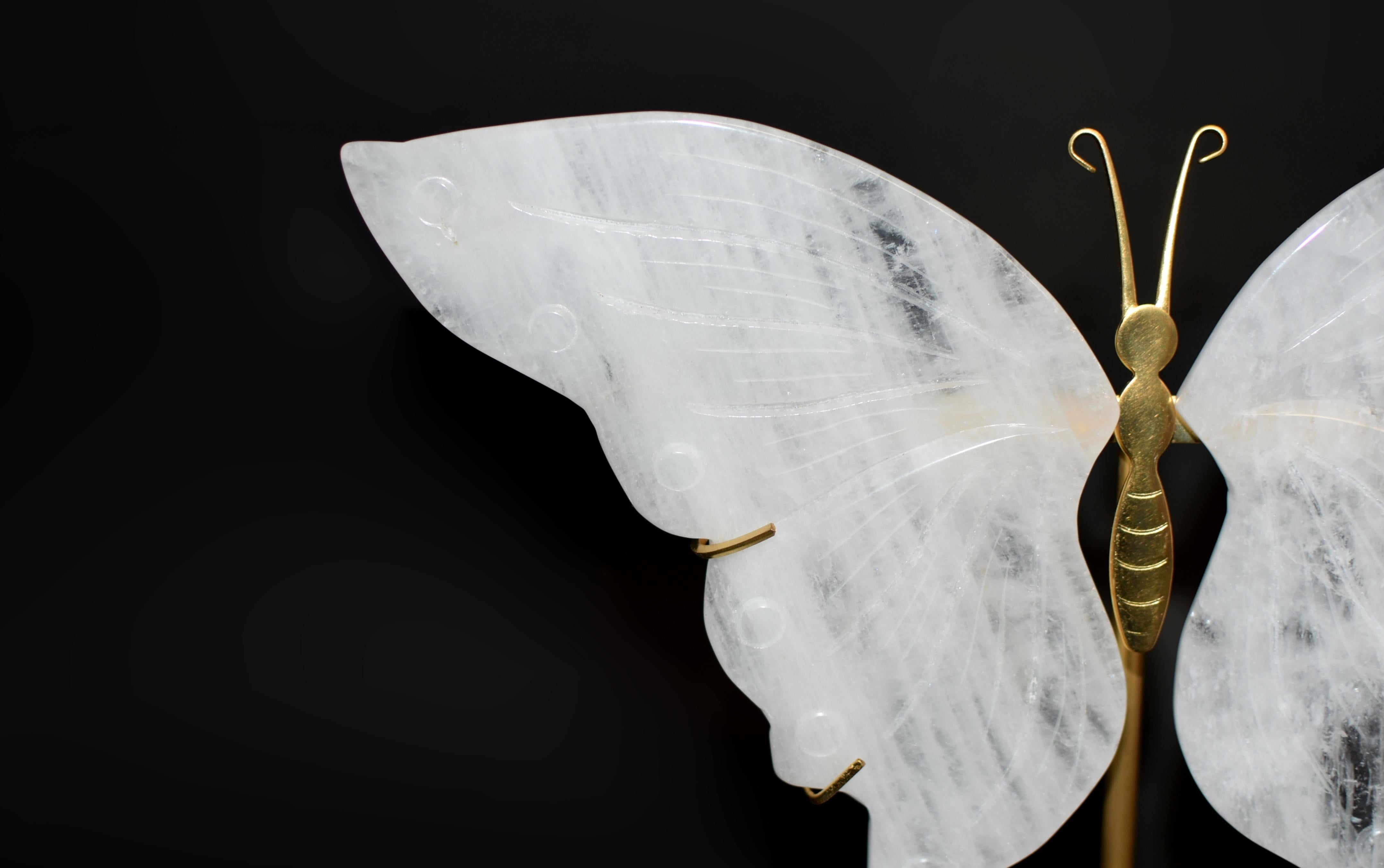 Cristal de roca Mariposa Piedra preciosa pura Cuarzo Tallado a mano en venta
