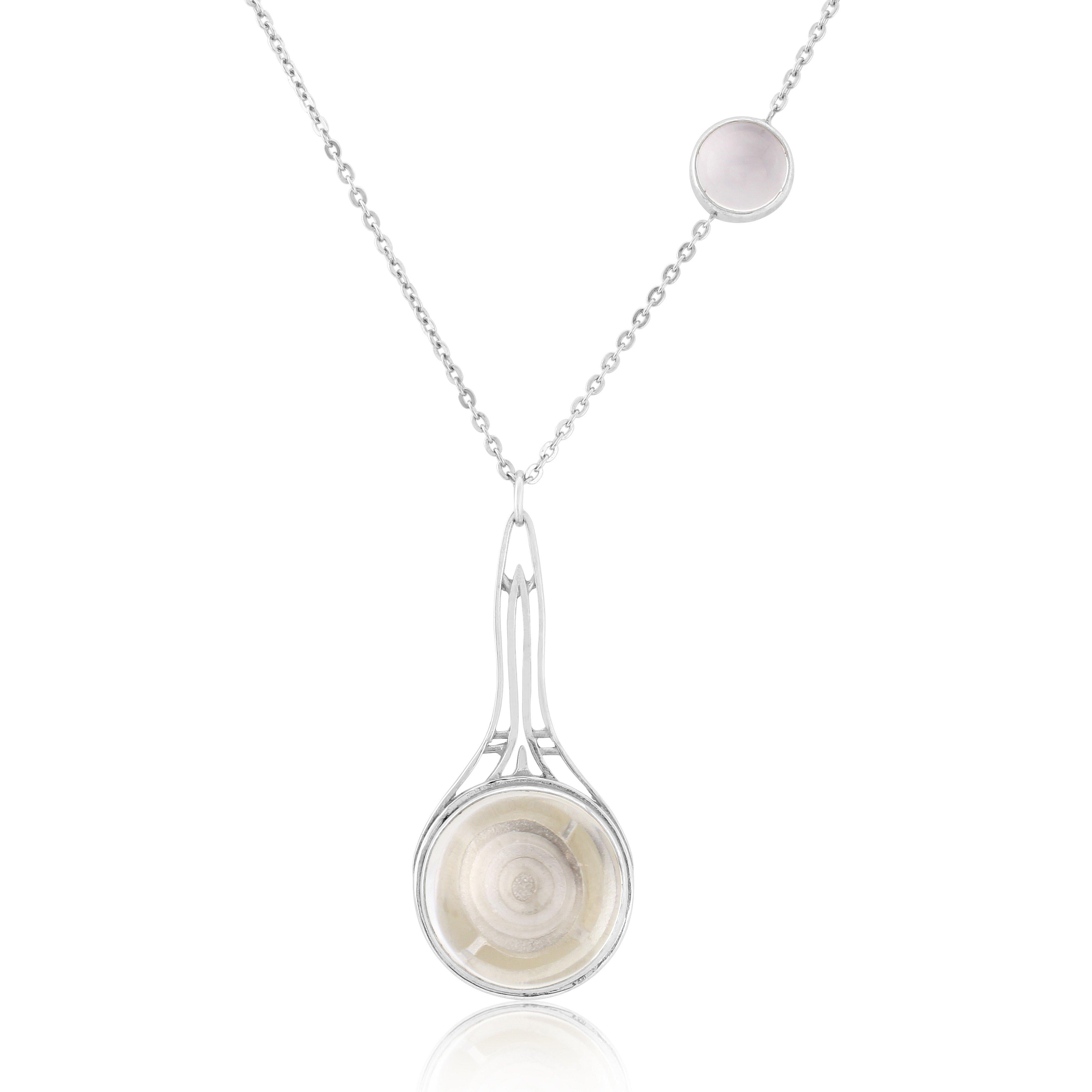 Contemporary MAIKO NAGAYAMA Rock Crystal Cabochon and Solid Sterling Silver Necklace For Sale