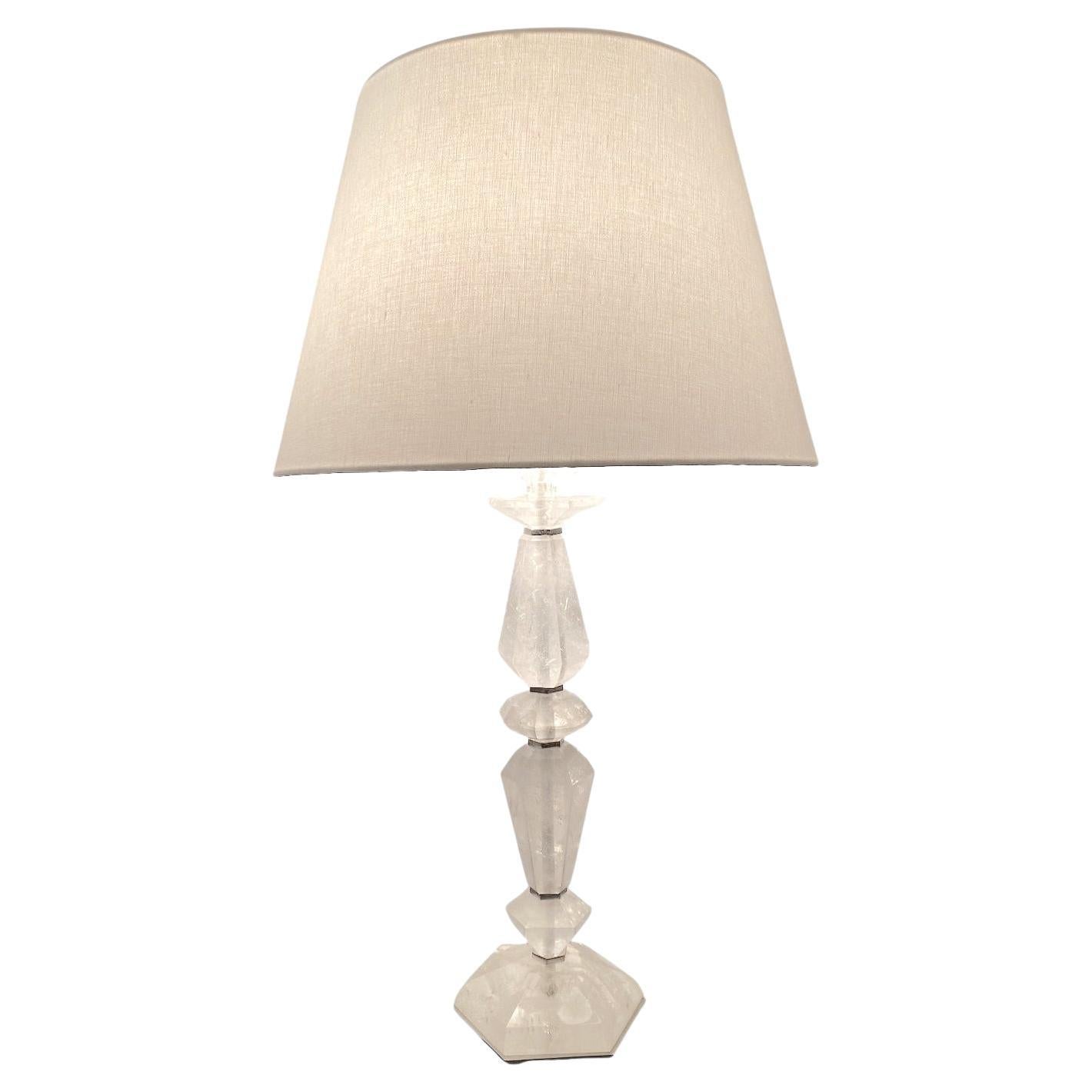 Rock Crystal Candlestick Table Lamp For Sale