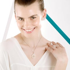 Rock Crystal Carved Flower Emerald 18 Karat Gold Drop Necklace Intini Jewels