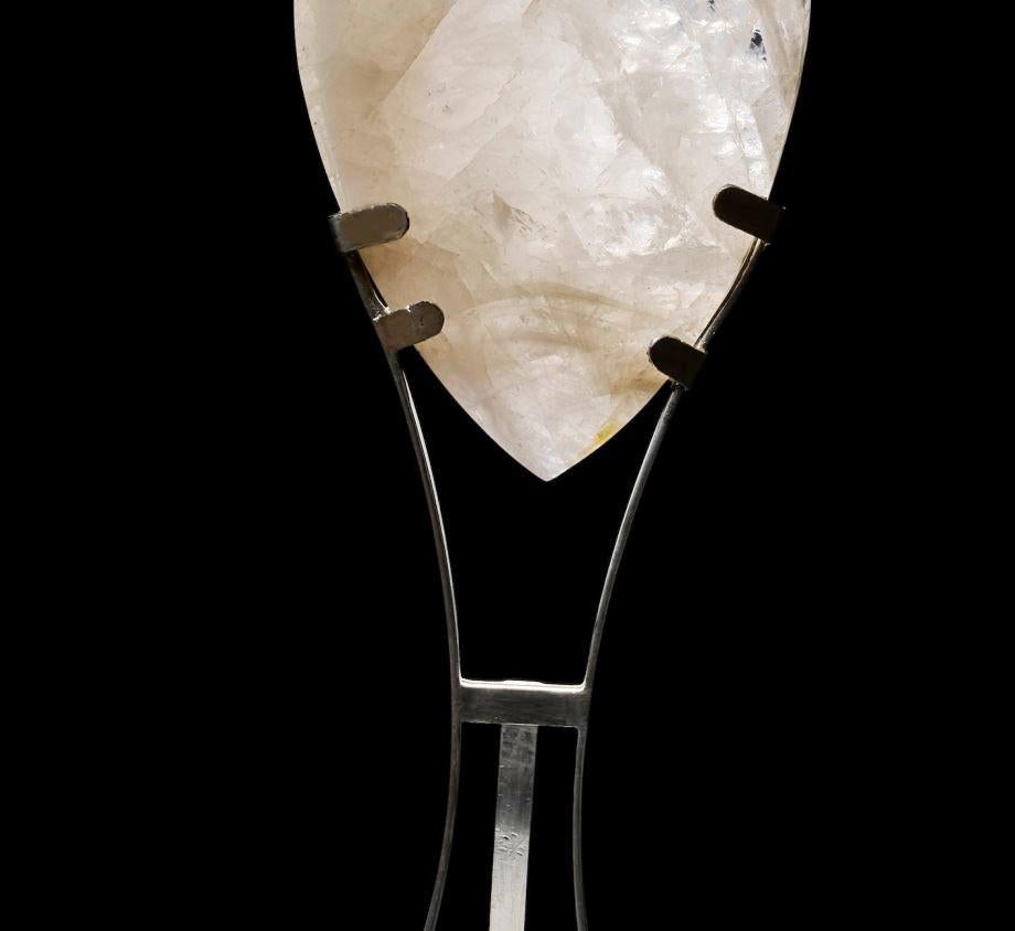 Brazilian Rock Crystal Carving Decoration, with Custom Stand For Sale