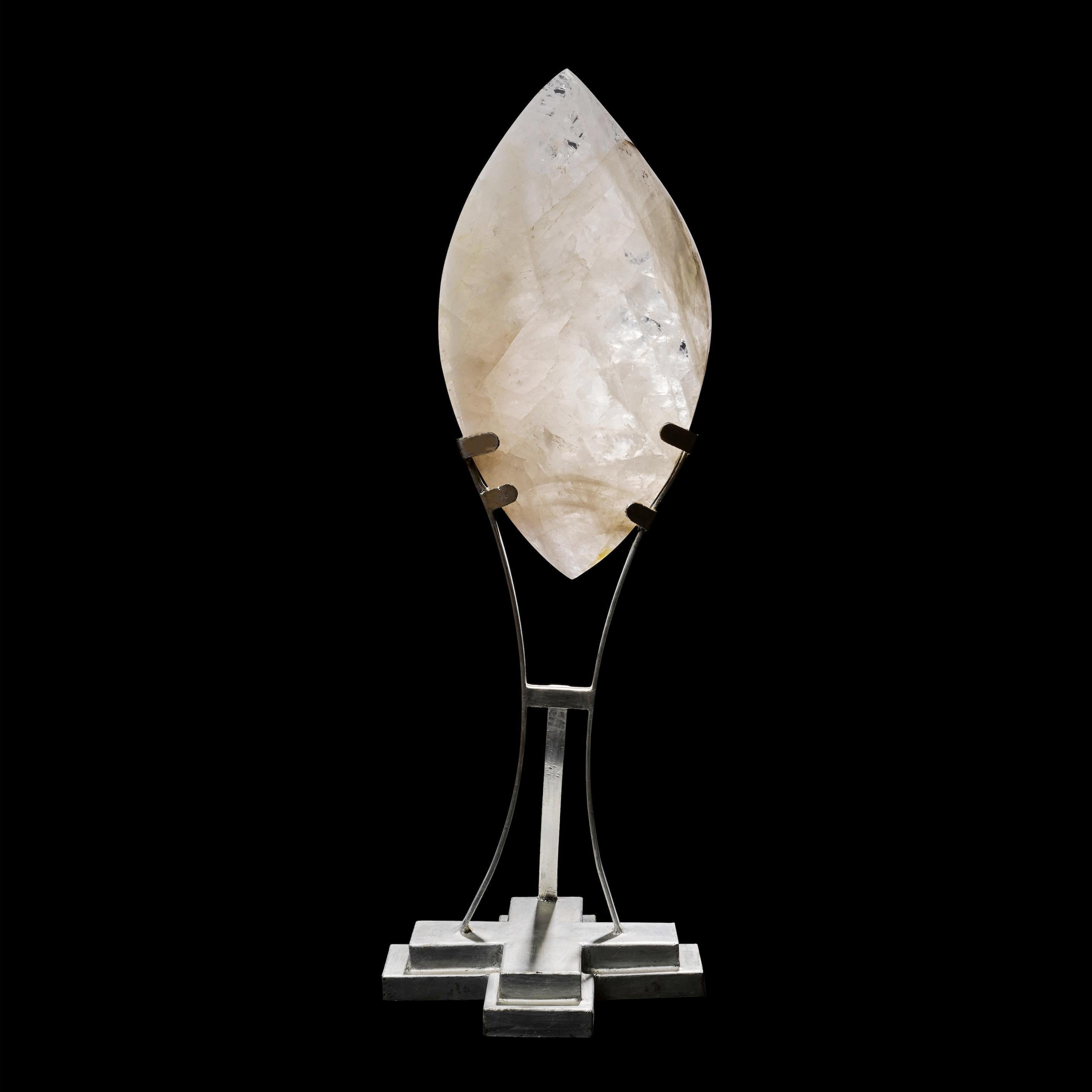 Rock Crystal Carving Decoration, with Custom Stand In Good Condition For Sale In Cypress, CA