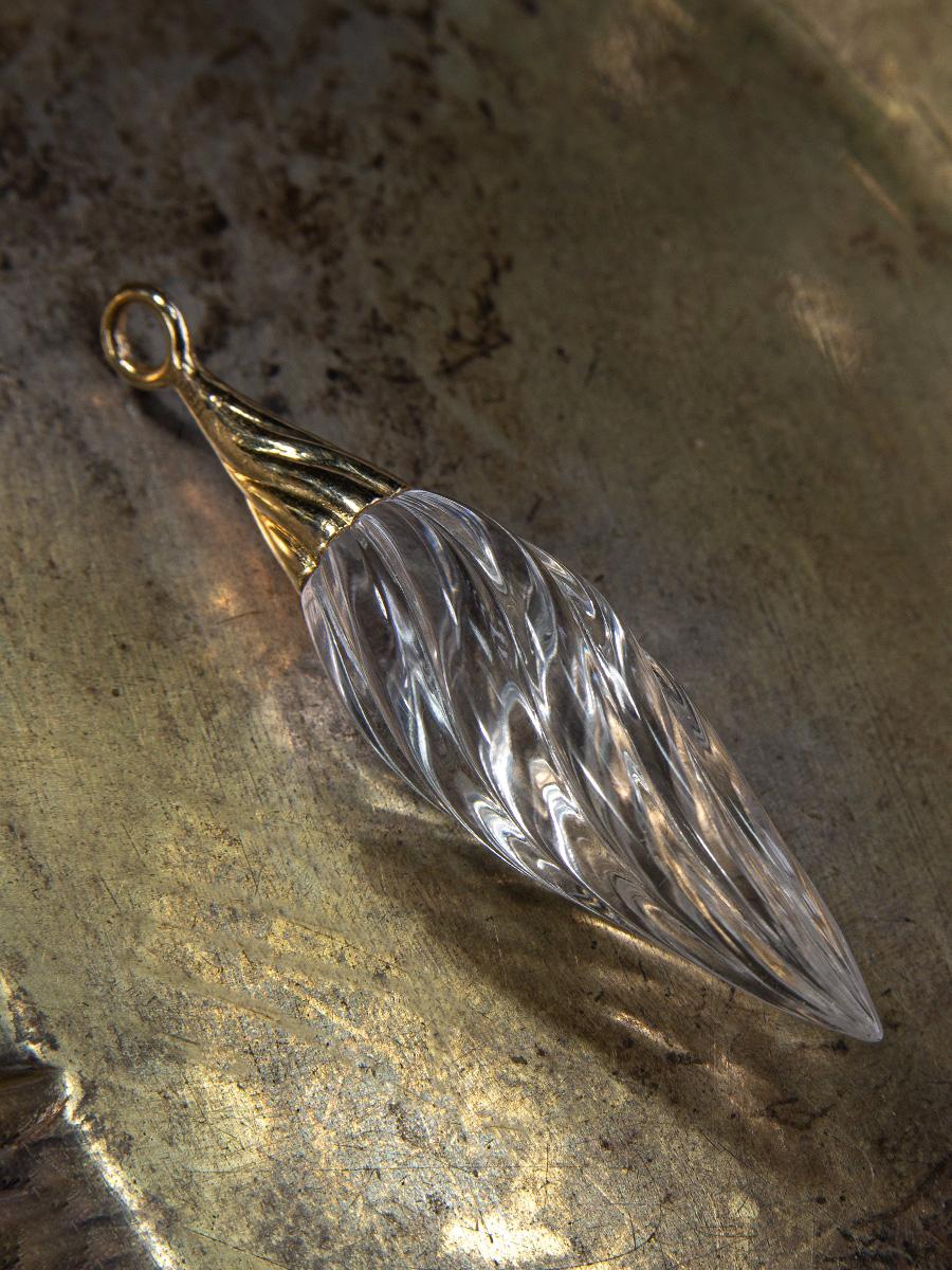 Rock Crystal Carving Gold Pendant Art Nouveau Style Necklace im Angebot 4