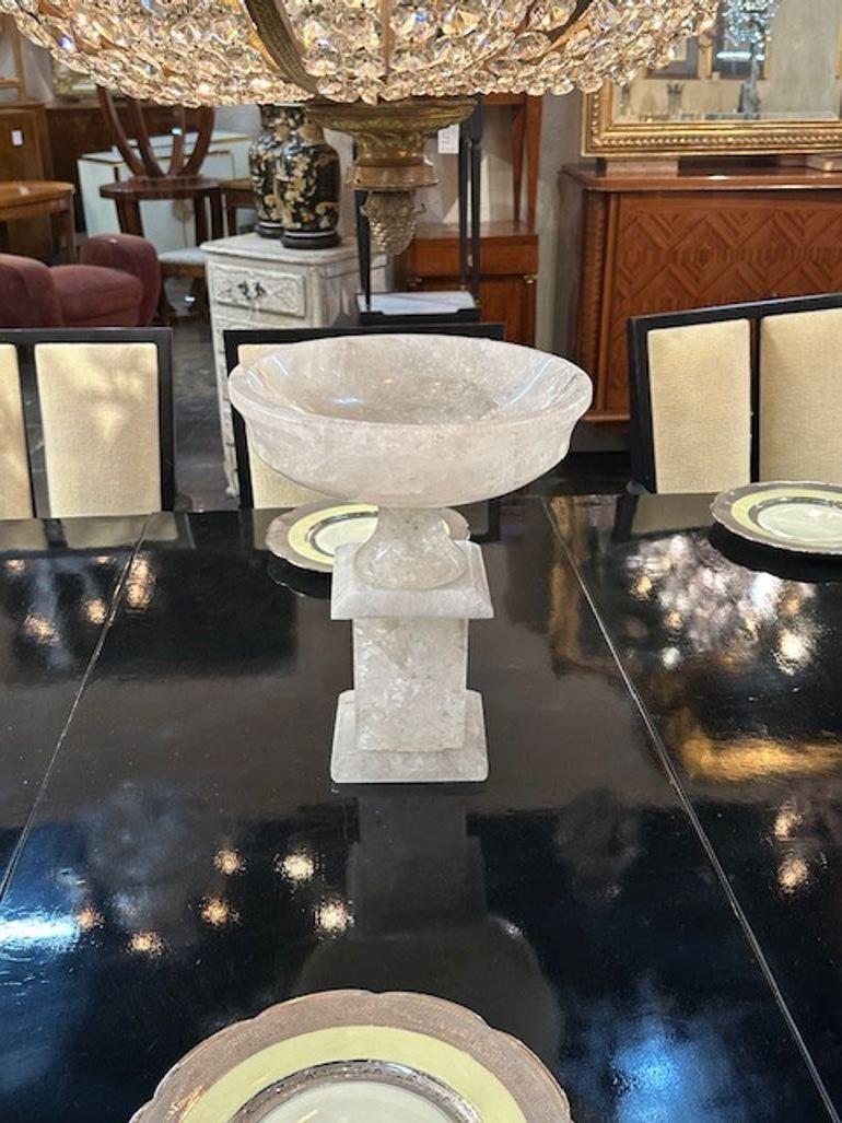 Heavy large scale polished rock crystal centerpiece. Circa 2000. A favorite of top designers!