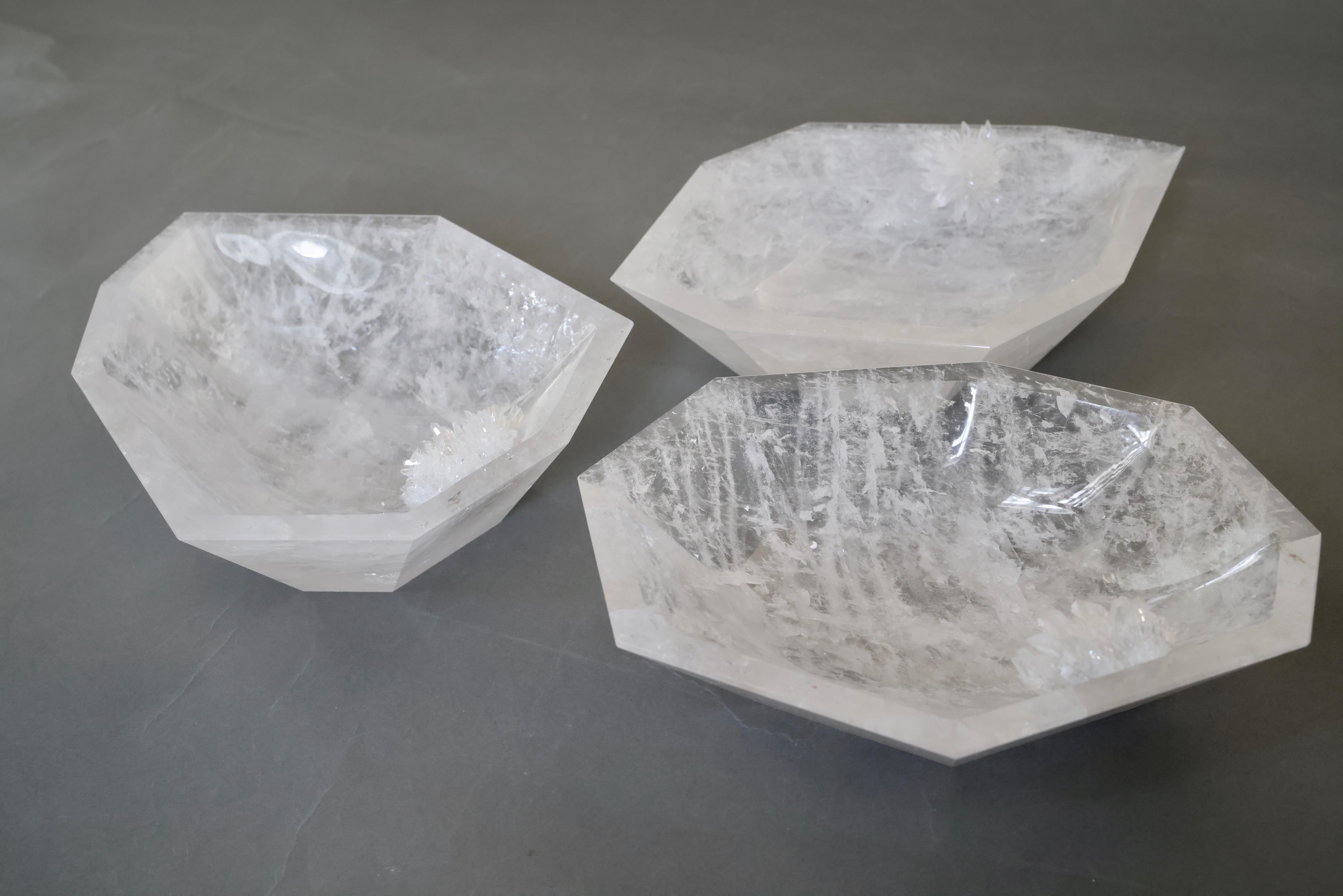 Contemporary Rock Crystal Centerpieces by Phoenix For Sale