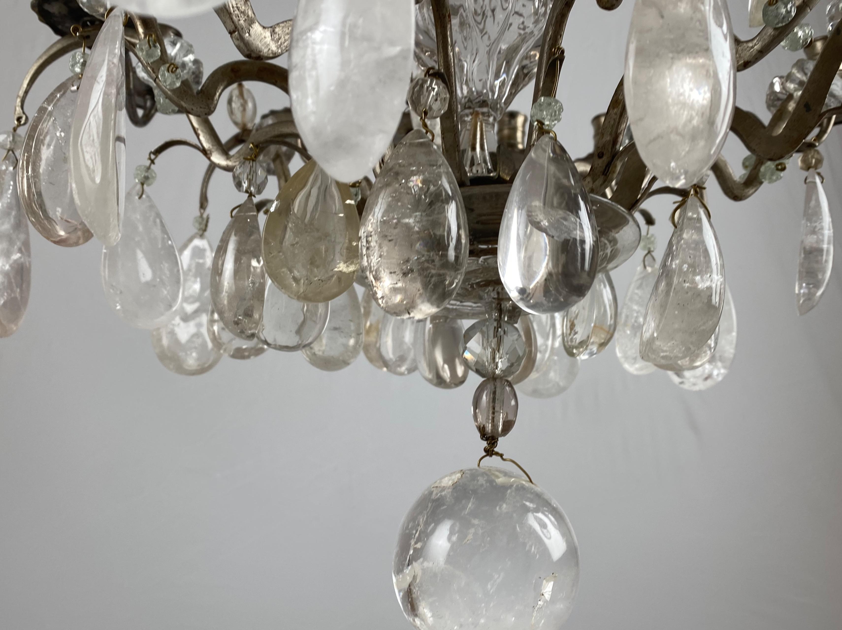 Silvered Rock Crystal Chandelier, 18th Century