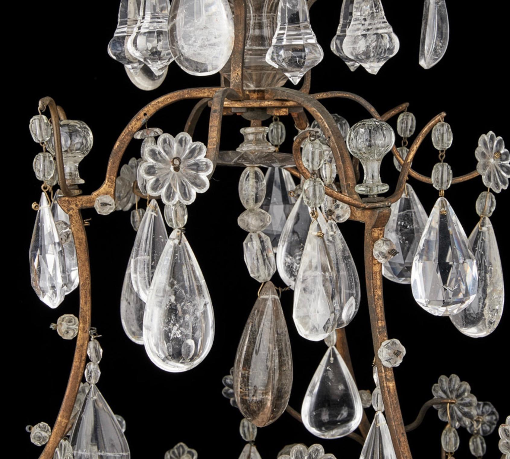 Rock Crystal Chandelier, 18th c In Good Condition In Stockholm, SE