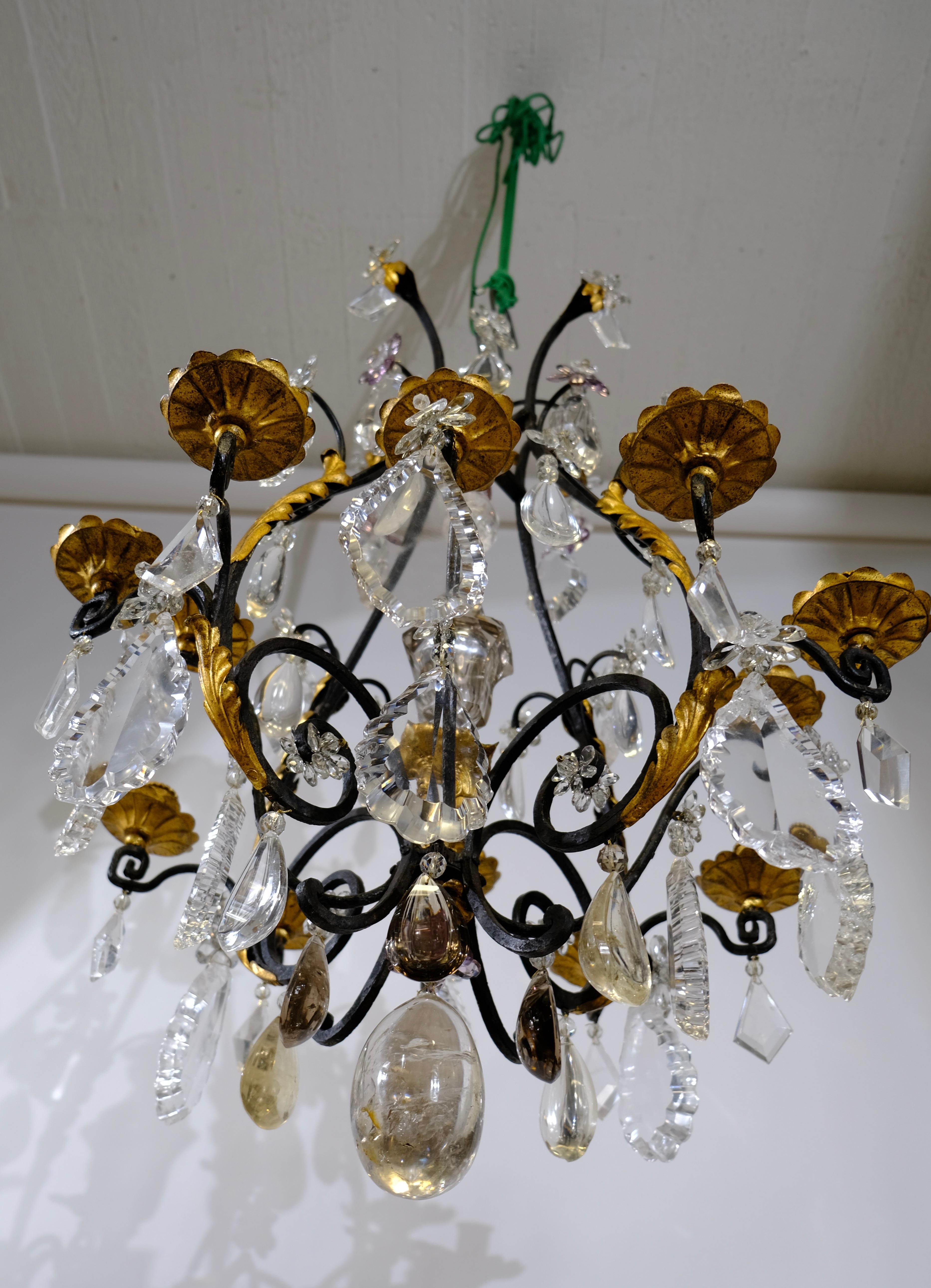 19th Century Antique Rock Crystal Chandelier In Good Condition In Stockholm, SE