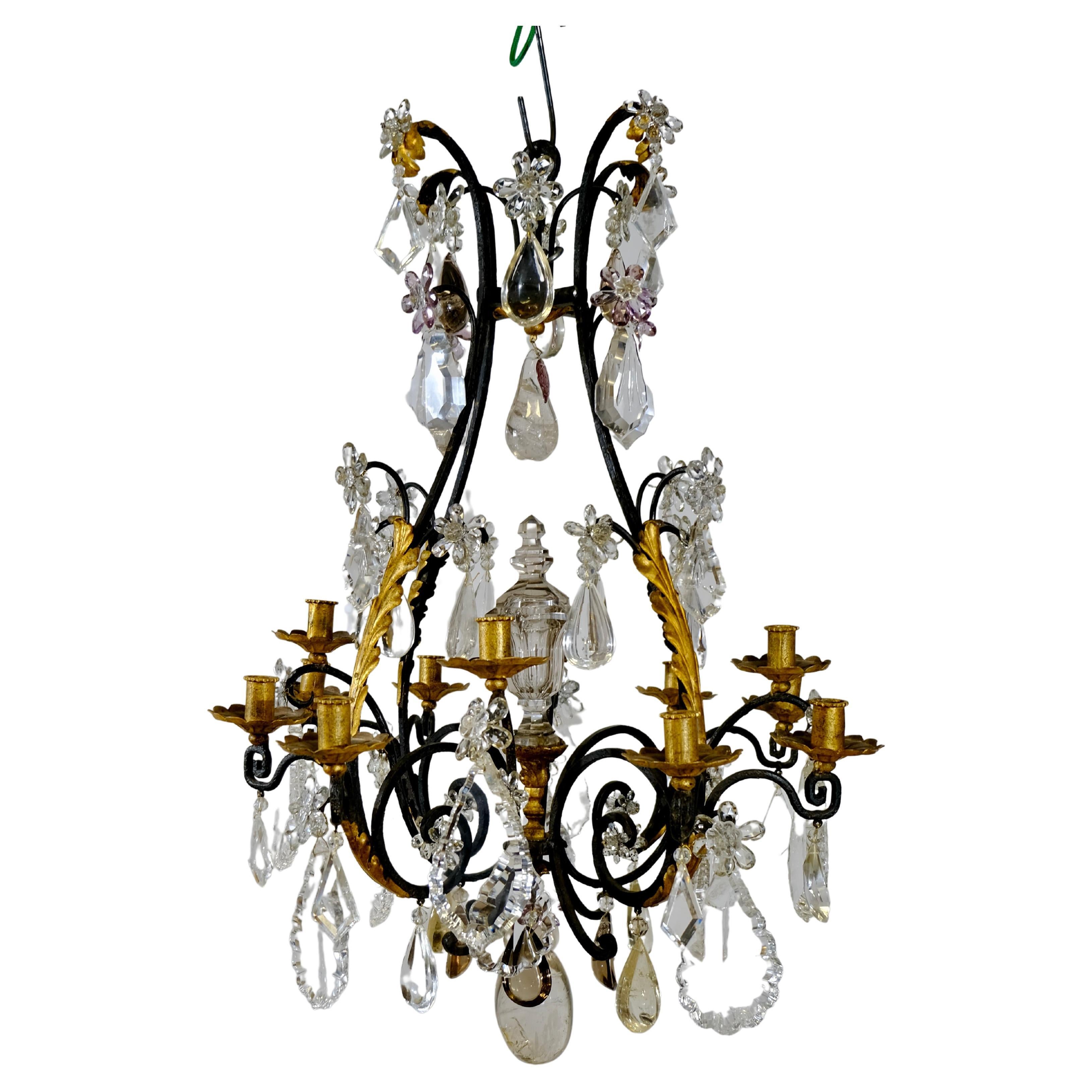 19th Century Antique Rock Crystal Chandelier