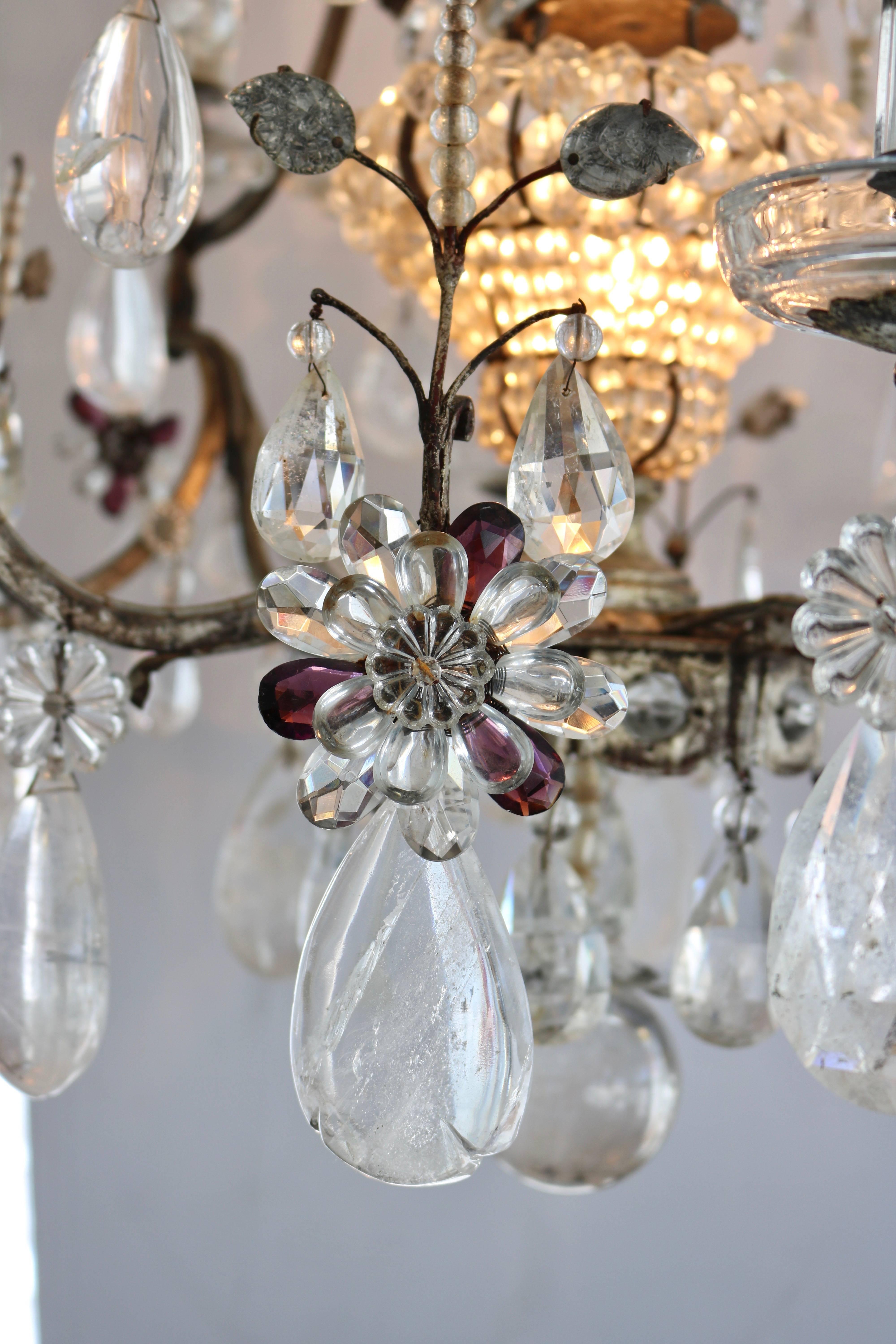 Louis XV Rock Crystal Chandelier by Maison Bagues For Sale