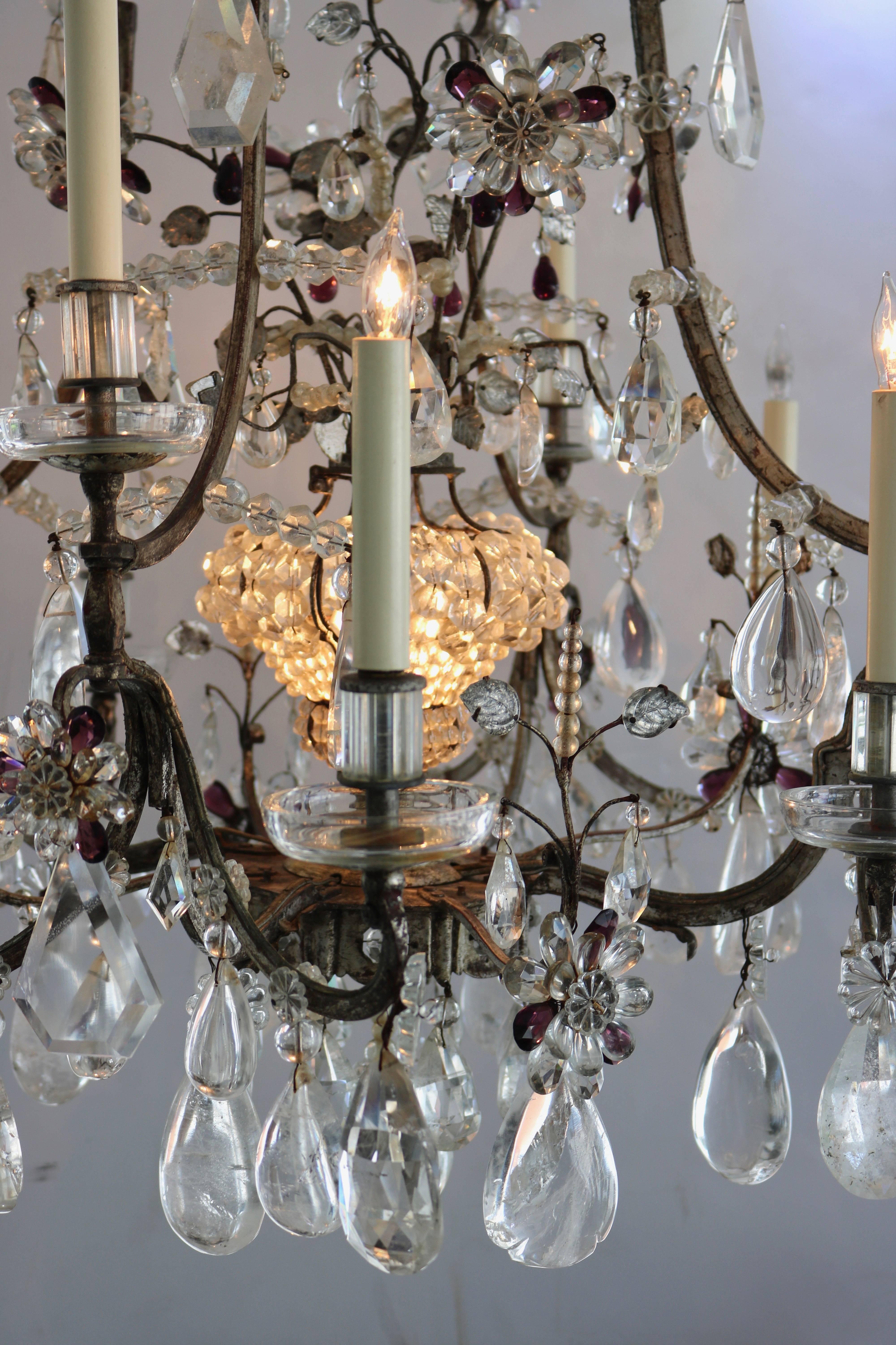 20th Century Rock Crystal Chandelier by Maison Bagues For Sale