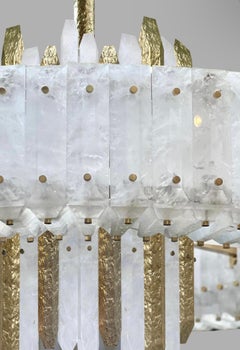Rock Crystal Chandelier by Phoenix in Hammered Brass, Custom Sizes