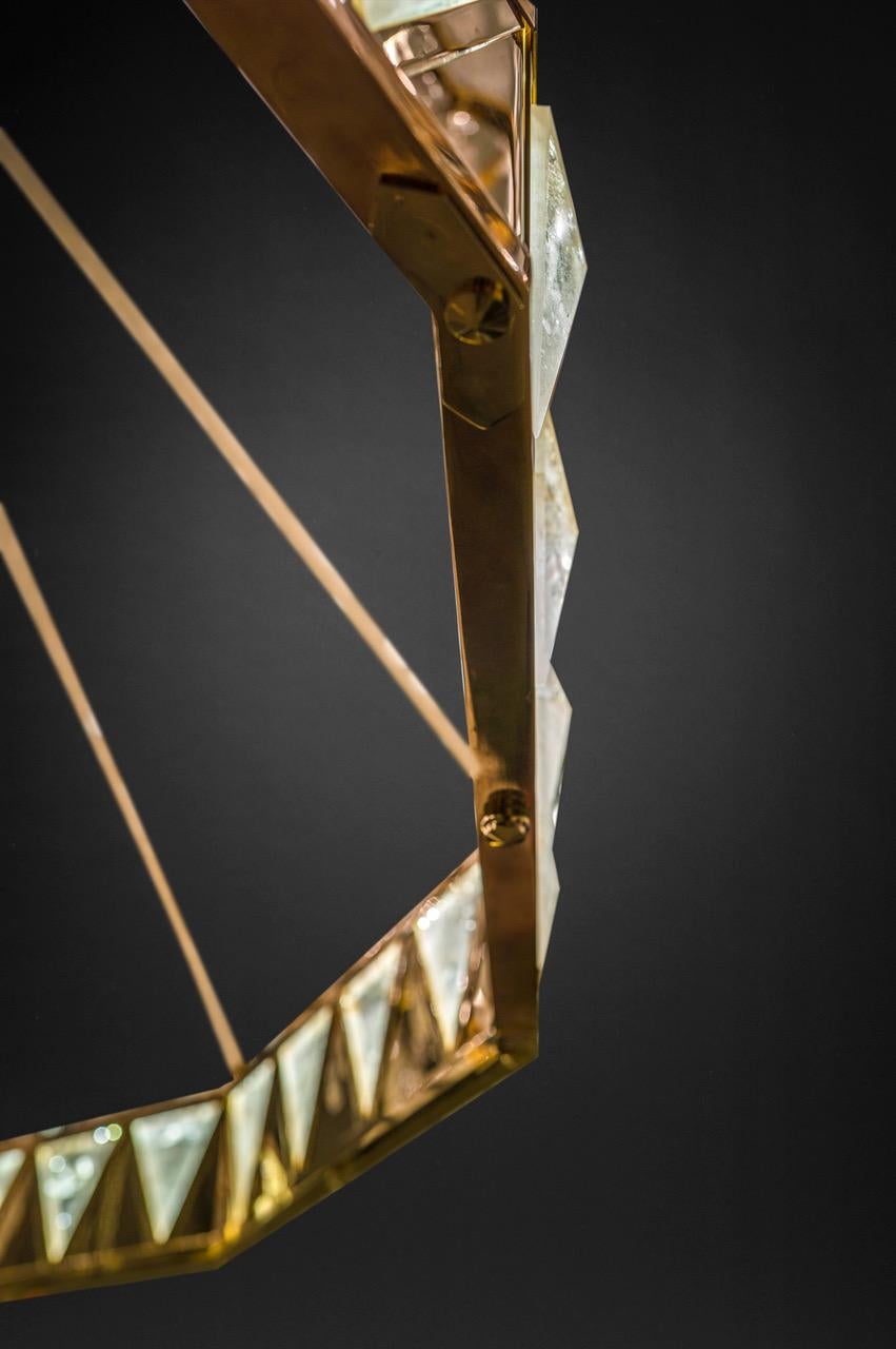 Brass Rock Crystal Chandelier, Diadem Model by Alexandre Vossion For Sale