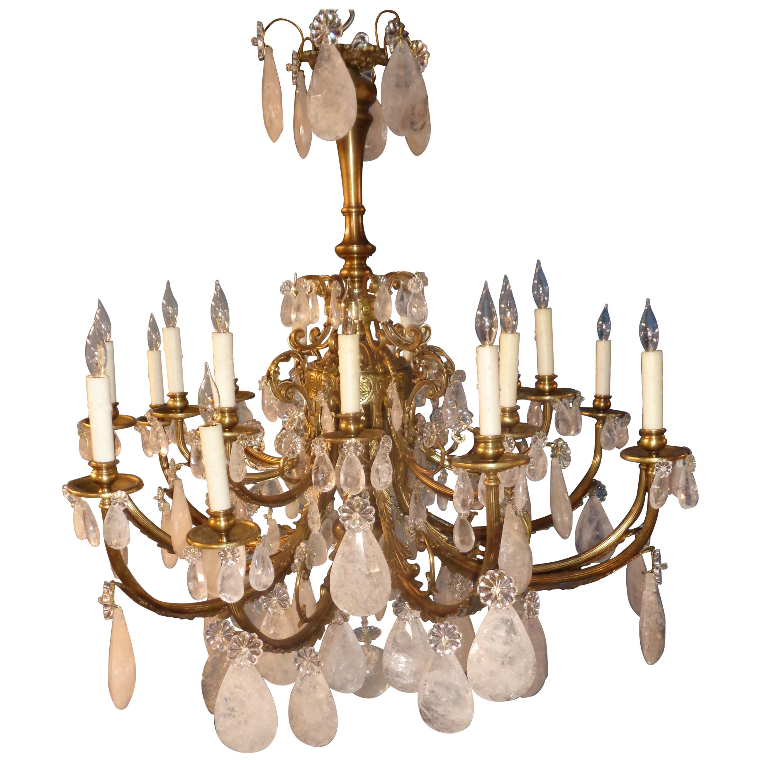 Rock Crystal Chandelier in the Louis XV Style, circa 1910 For Sale