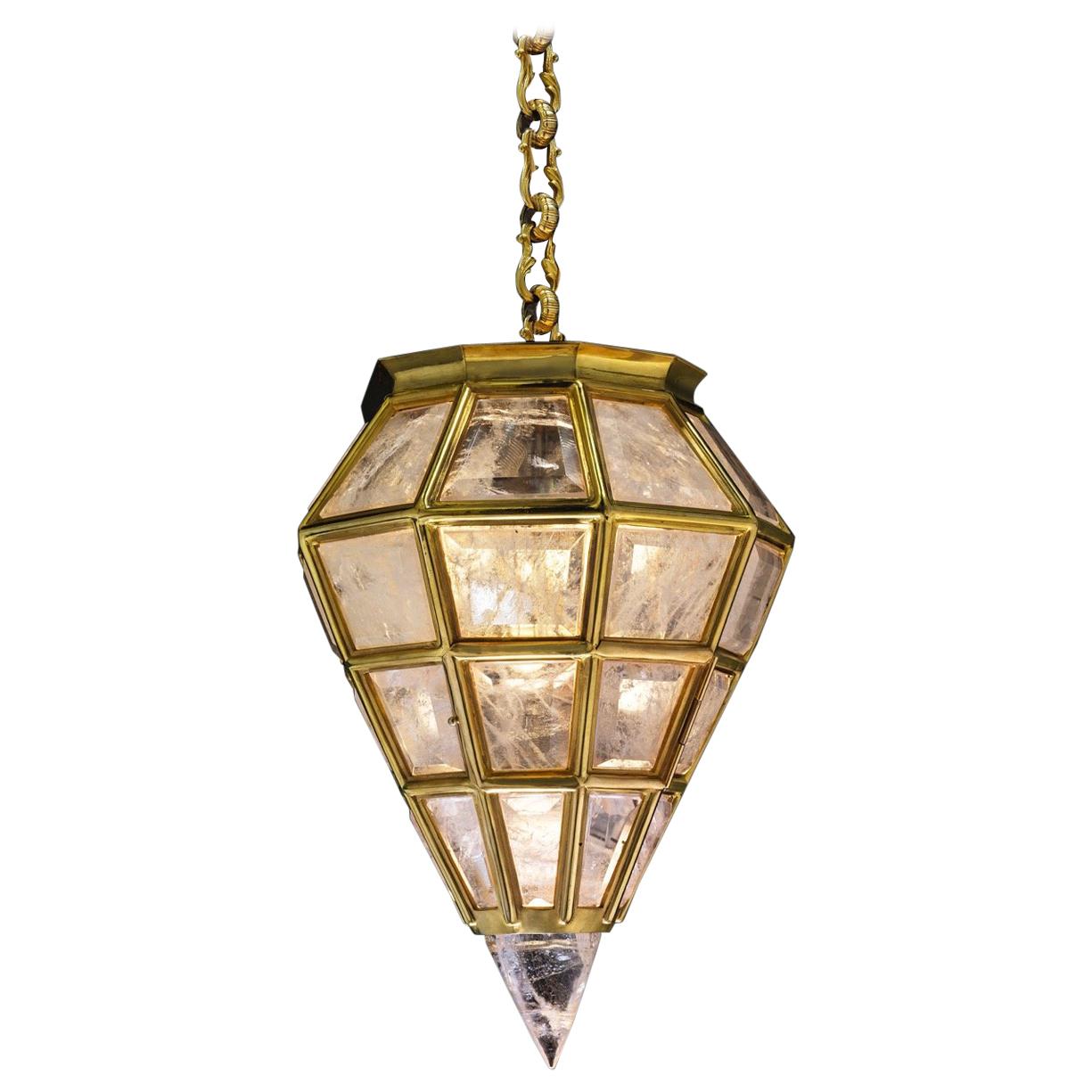 Rock Crystal Chandelier, Moden Lantern Diamond Model by Alexandre Vossion For Sale