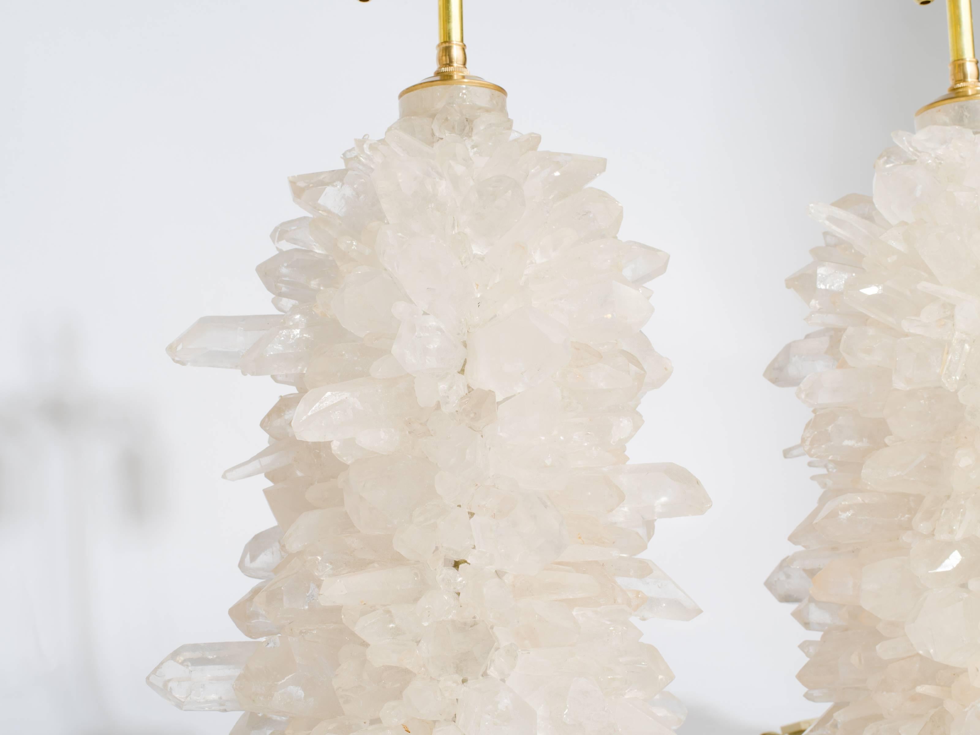 Hand-Crafted Rock Crystal Cluster Quartz Lamps