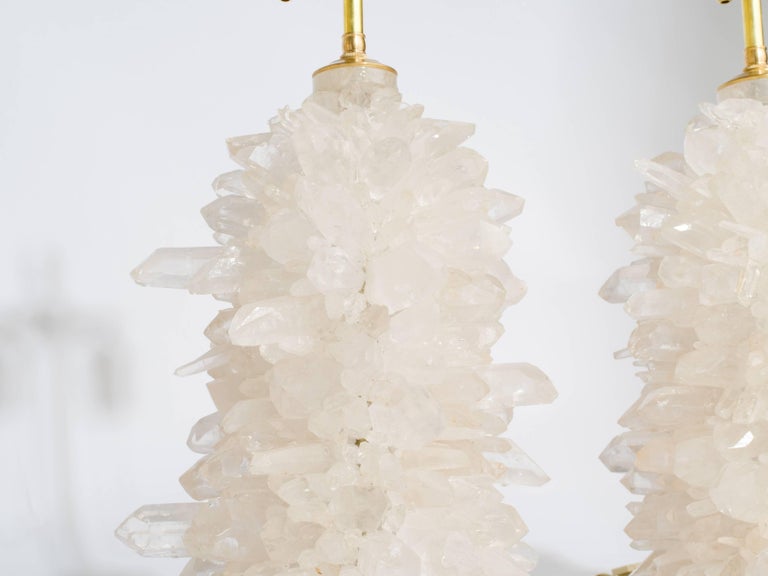Hand-Crafted Rock Crystal Cluster Quartz Lamps For Sale
