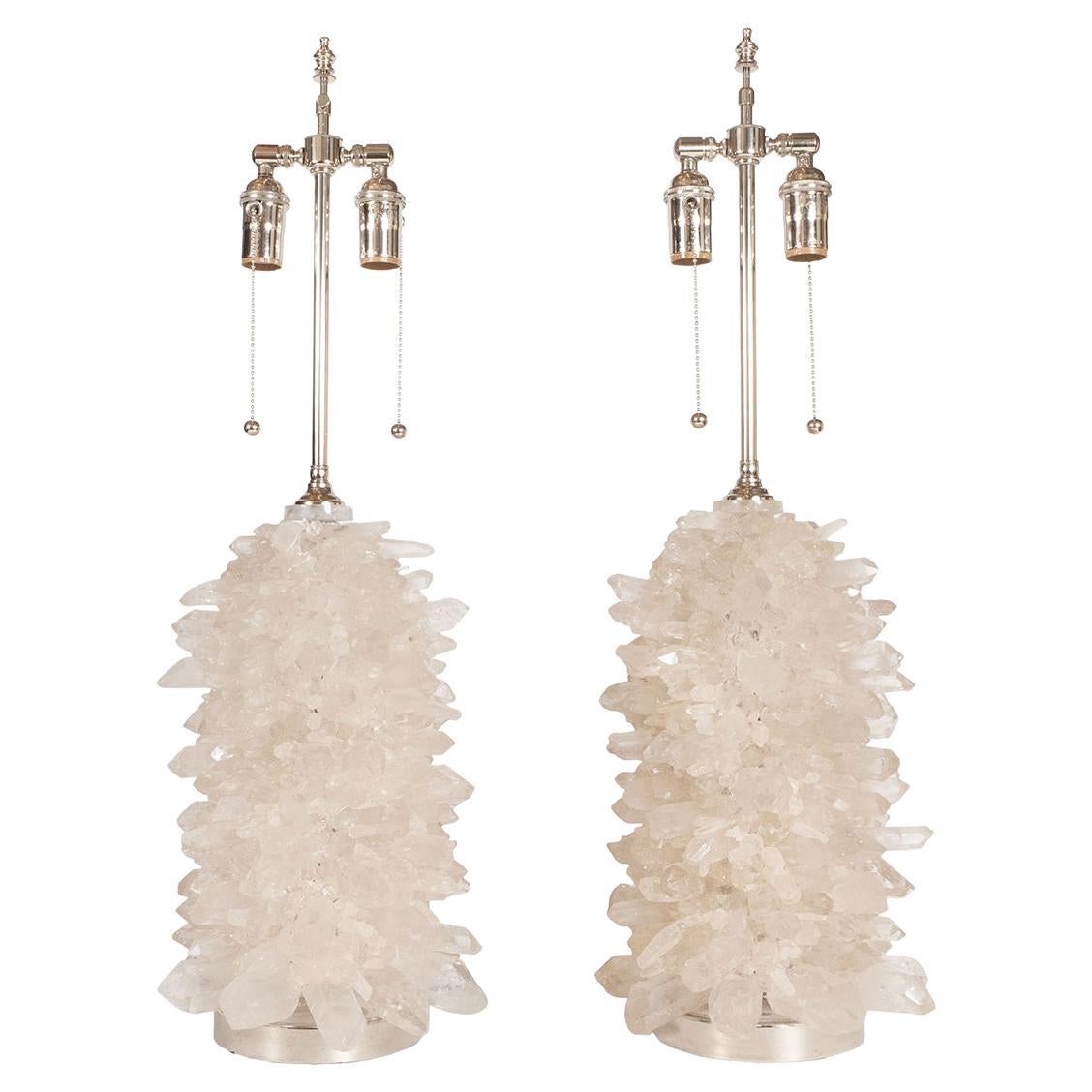 Pair of "Aggregate" Rock Crystal Cluster Lamps by Spark Interior For Sale