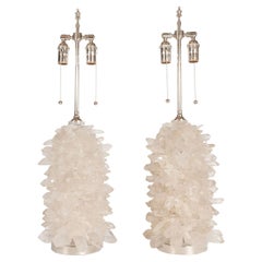 Vintage Pair of "Aggregate" Rock Crystal Cluster Lamps by Spark Interior