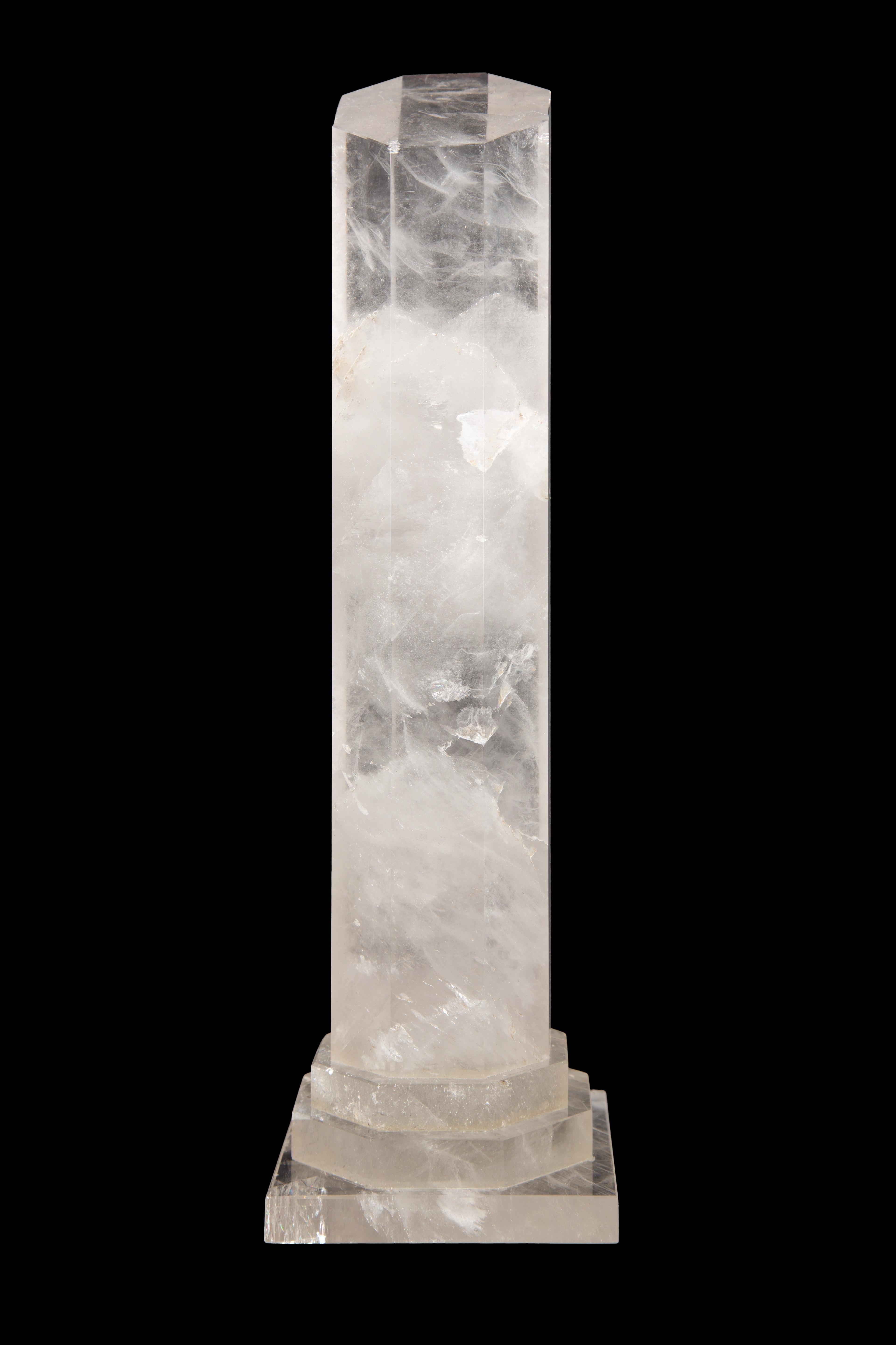 Carved rock crystal column:

Measures: 3.25