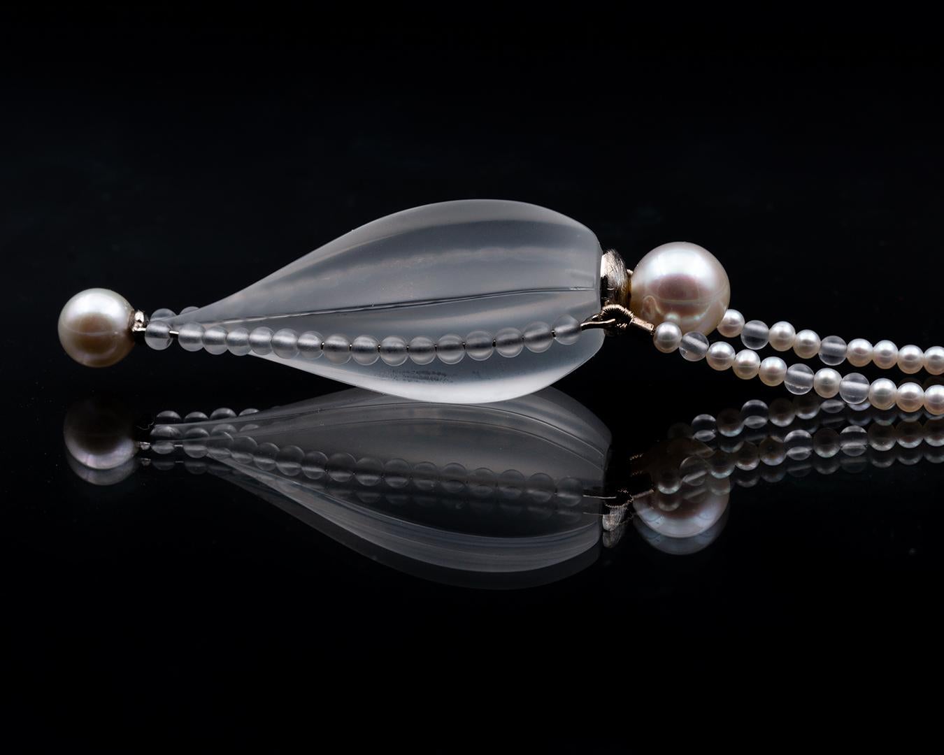 Bergkristall-Zuchtperlen Flakon Süßwasser & Bergkristall-Perlen Halskette (Moderne) im Angebot