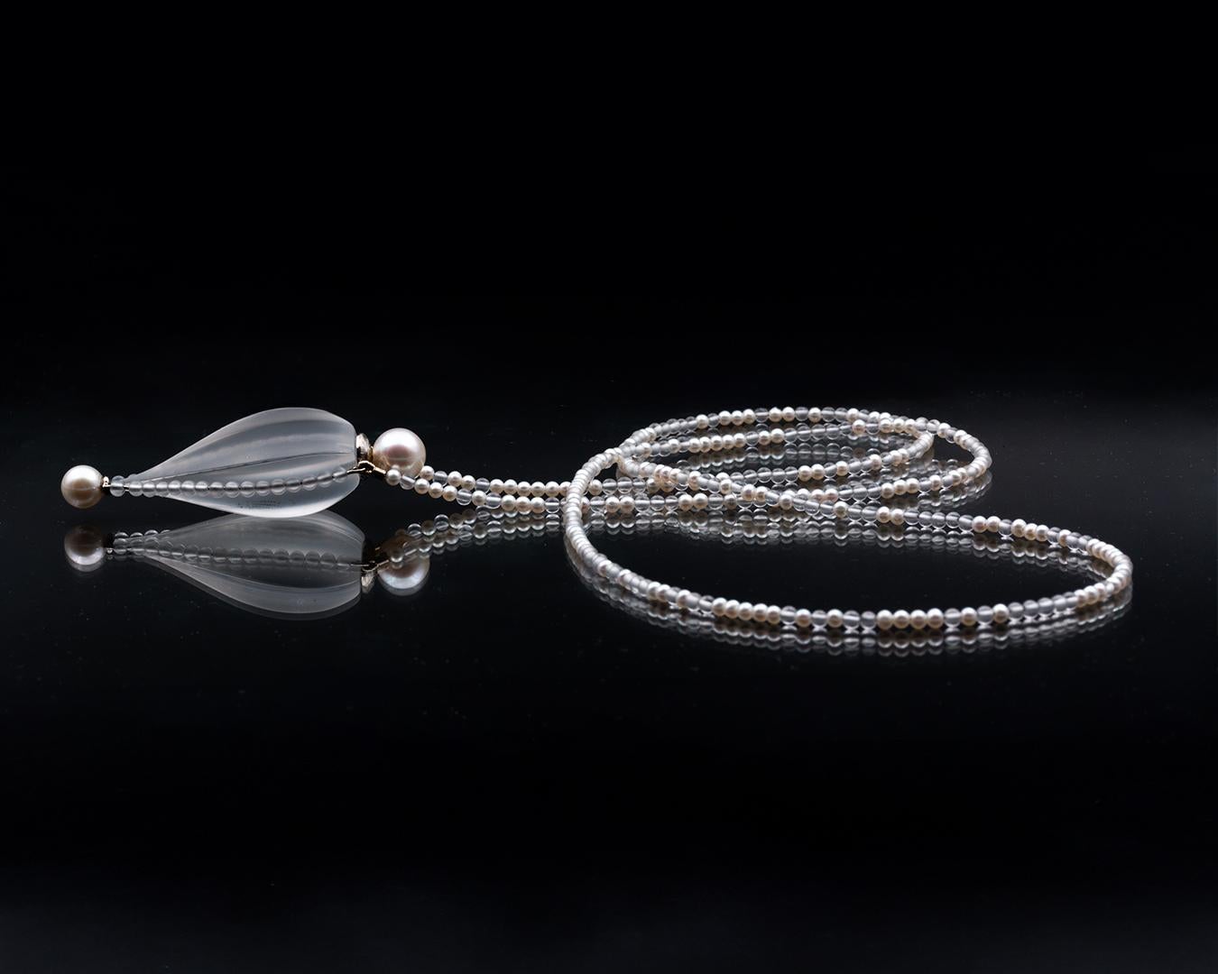 Bergkristall-Zuchtperlen Flakon Süßwasser & Bergkristall-Perlen Halskette (Gemischter Schliff) im Angebot