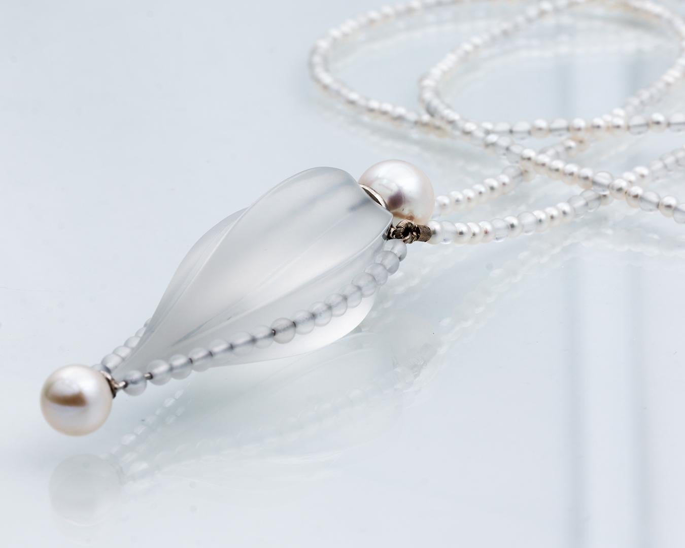 Bergkristall-Zuchtperlen Flakon Süßwasser & Bergkristall-Perlen Halskette Damen im Angebot