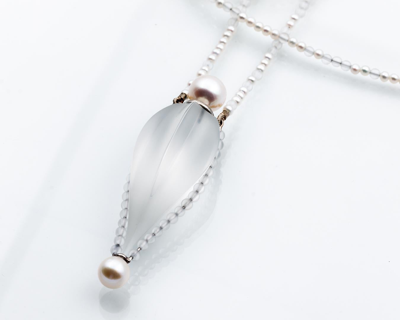 Bergkristall-Zuchtperlen Flakon Süßwasser & Bergkristall-Perlen Halskette im Angebot 1