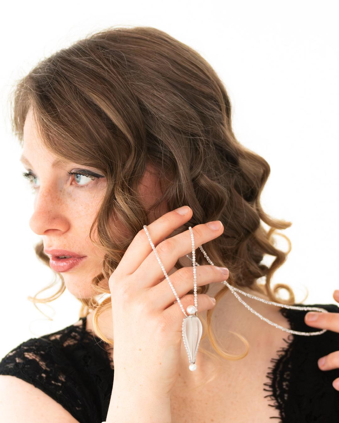 Bergkristall-Zuchtperlen Flakon Süßwasser & Bergkristall-Perlen Halskette im Angebot 2