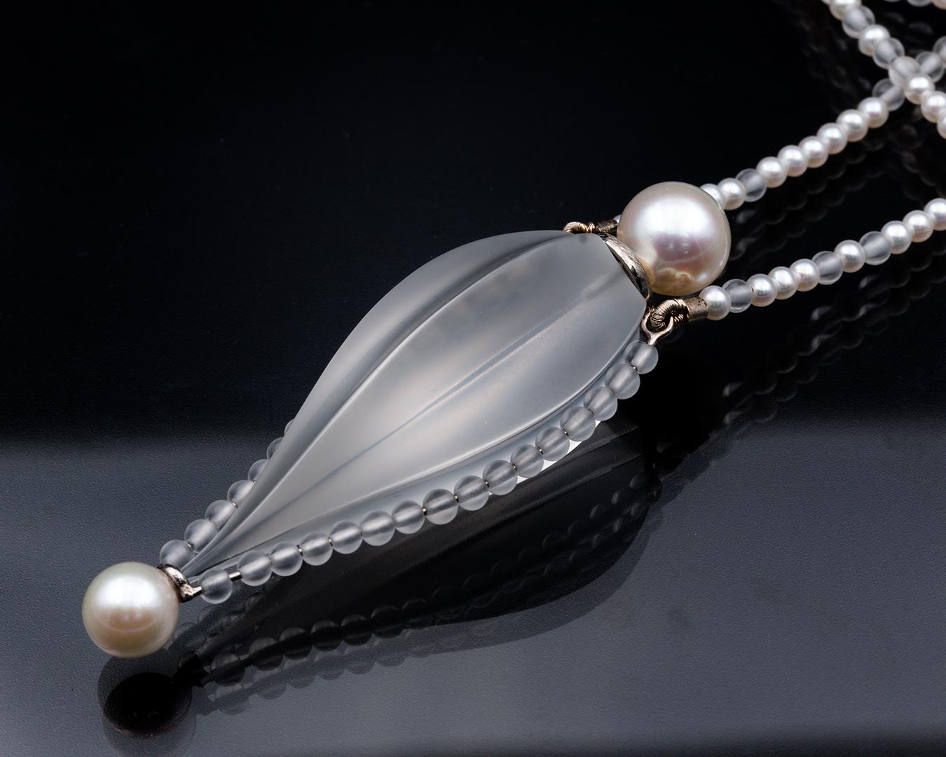 Bergkristall-Zuchtperlen Flakon Süßwasser & Bergkristall-Perlen Halskette im Angebot 3