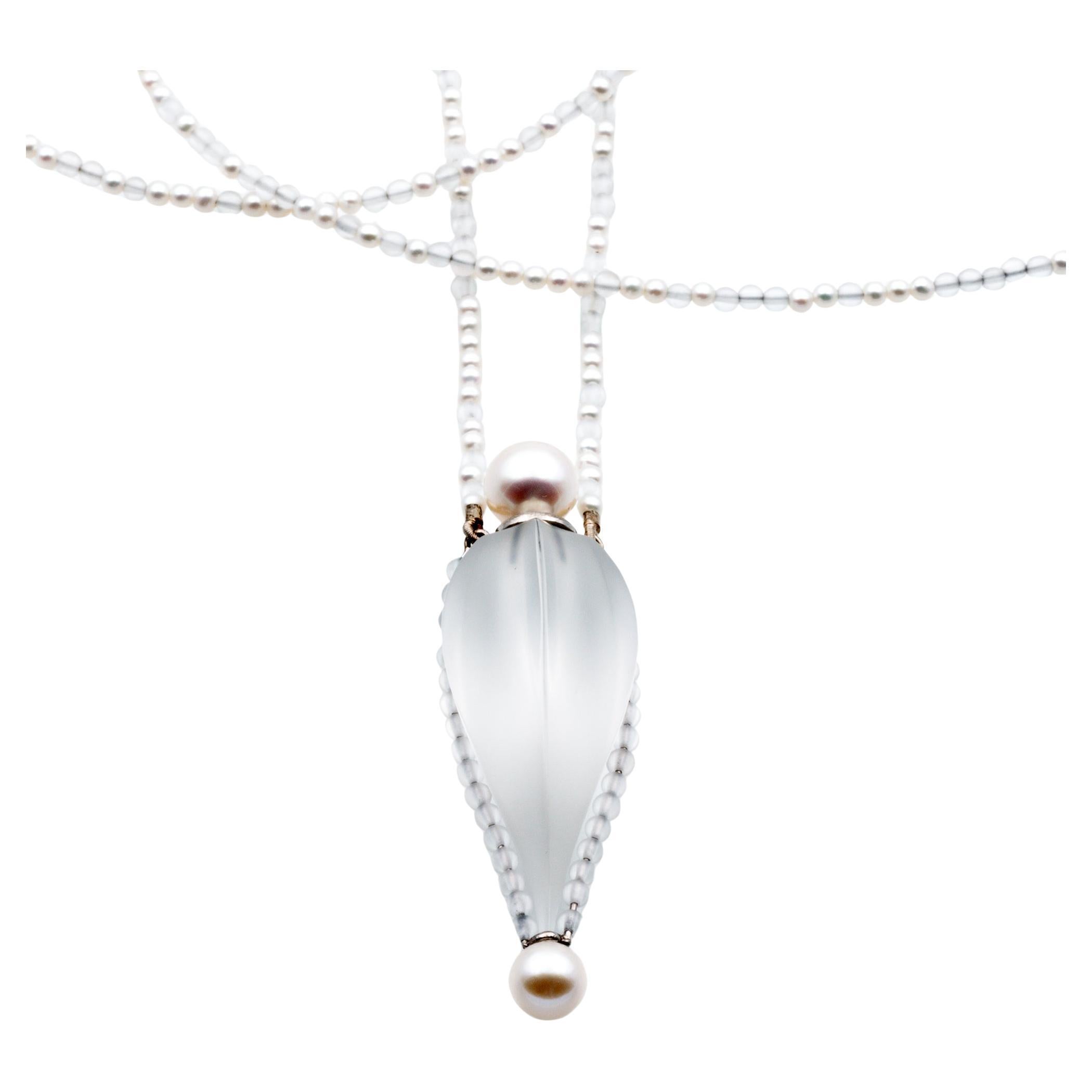 Bergkristall-Zuchtperlen Flakon Süßwasser 
Bergkristall-Perlen Halskette im Angebot