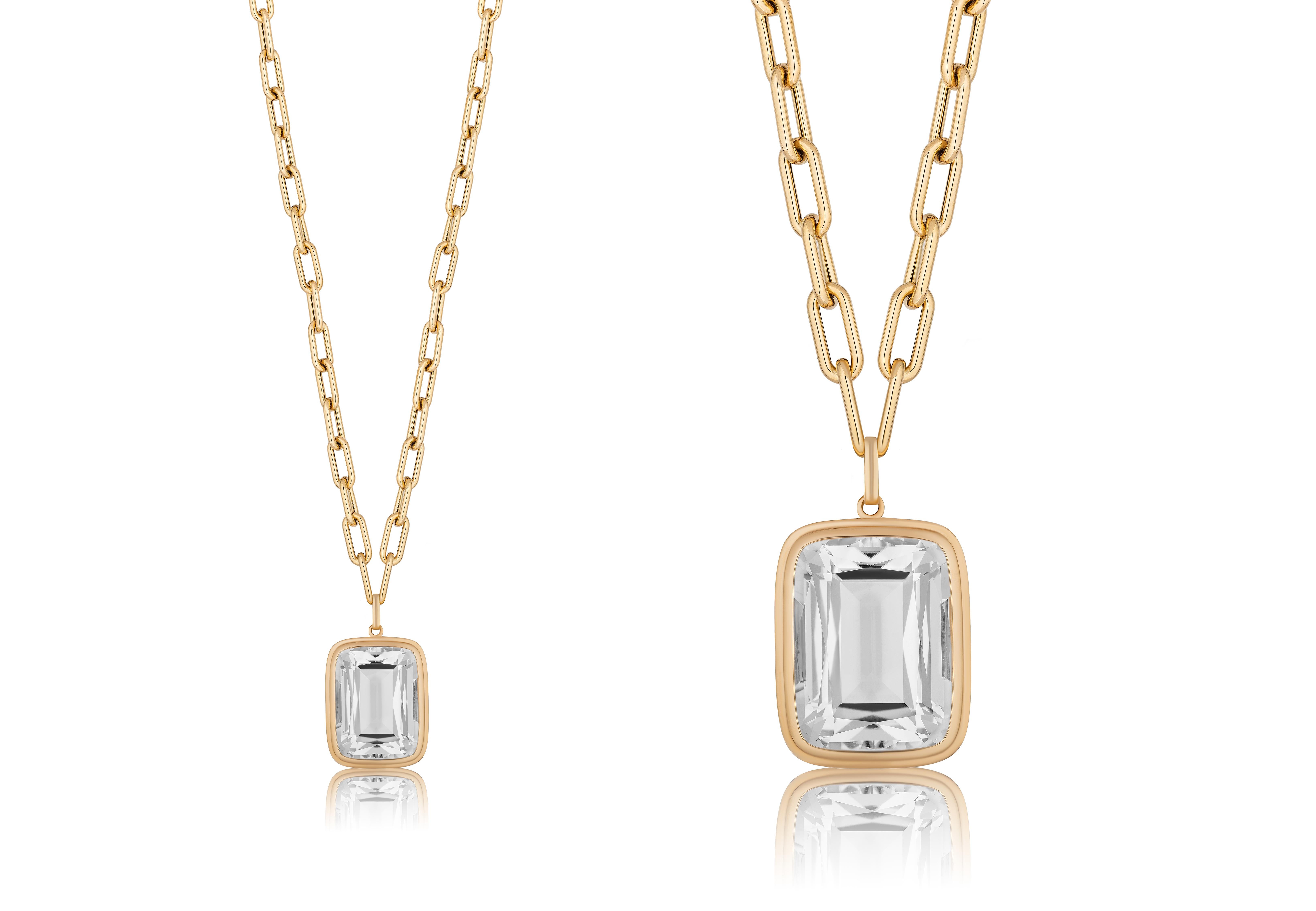 Rock Crystal Cushion Pendant in 18K Yellow Gold, from 