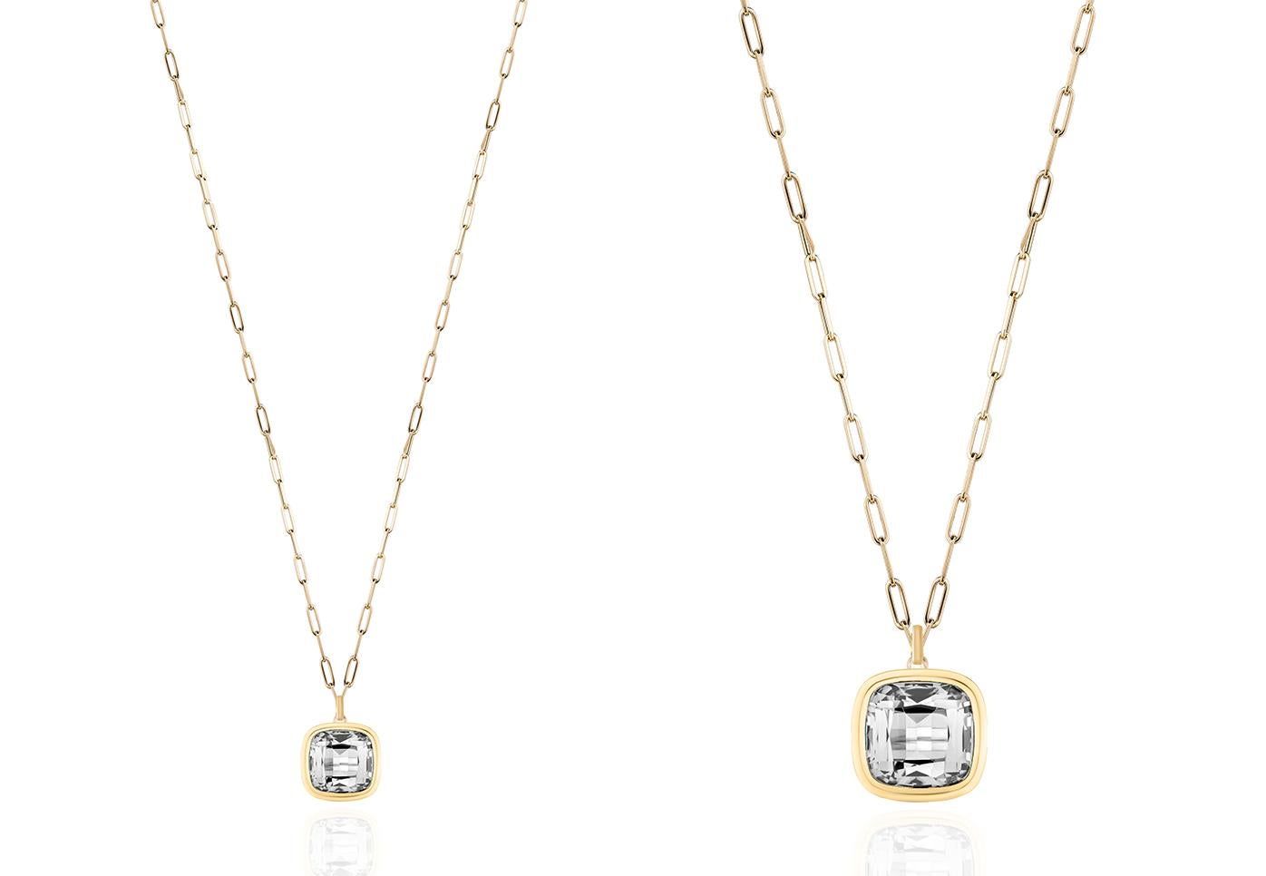 Colgante Cojín de Cristal de Roca en Oro Amarillo de 18 K Corte cojín en venta