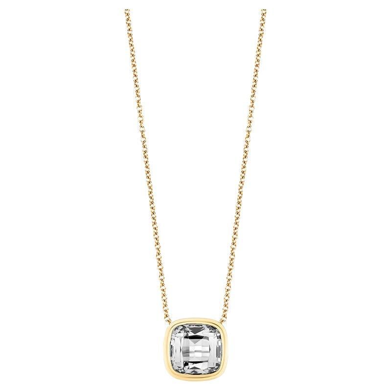 Colgante Cojín de Cristal de Roca en Oro Amarillo de 18 K